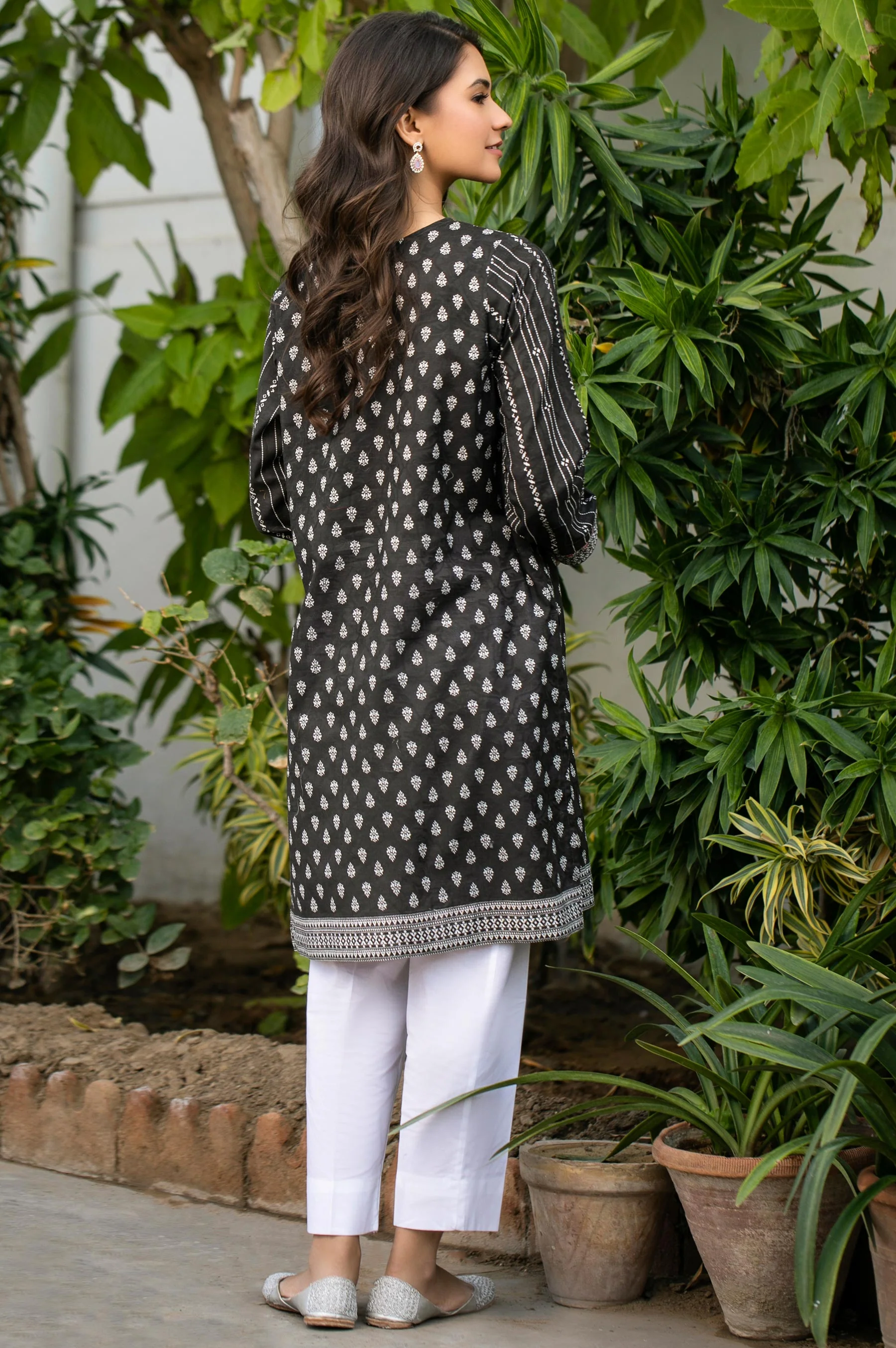 Stitched 1 Piece Digital Printed Self Jacquard Shirt - Image 2