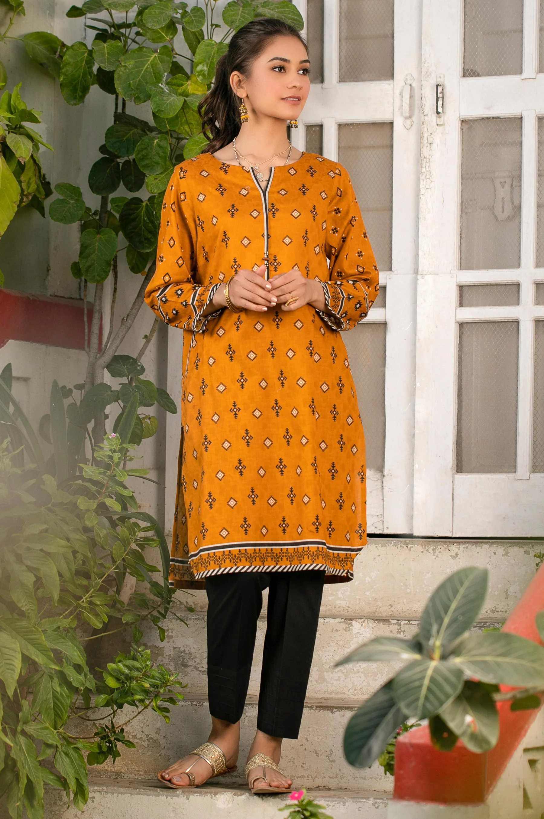 Stitched 1 Piece Digital Printed Self Jacquard Shirt - Image 3