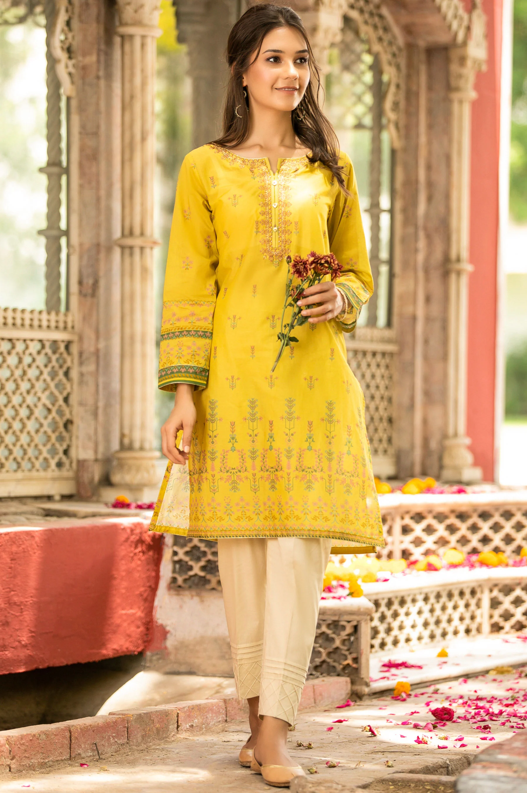 Stitched 1 Piece Digital Printed Self Jacquard Shirt - Image 4