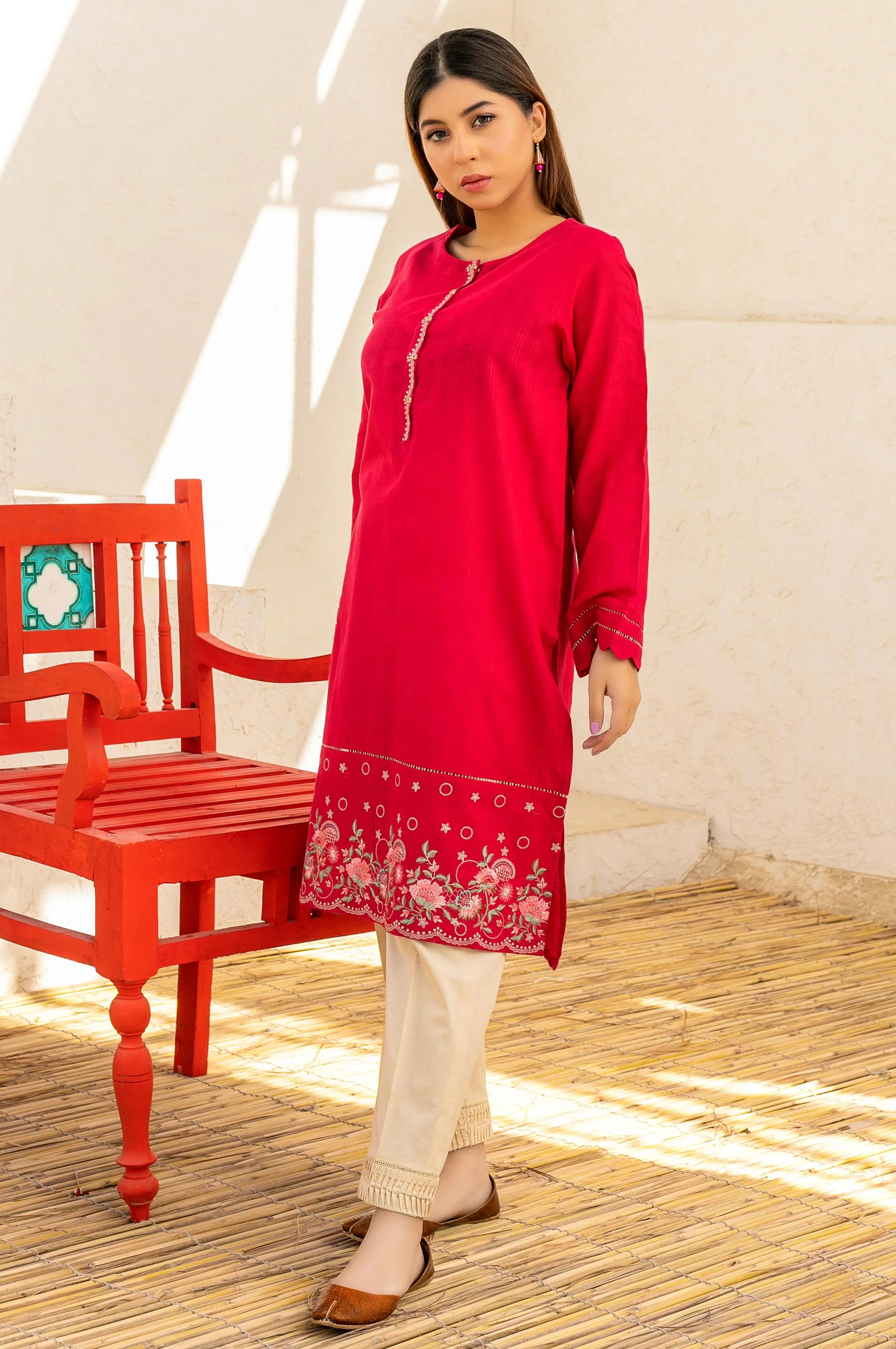 Stitched 1 Piece Embroidered Doria Shirt - Image 2