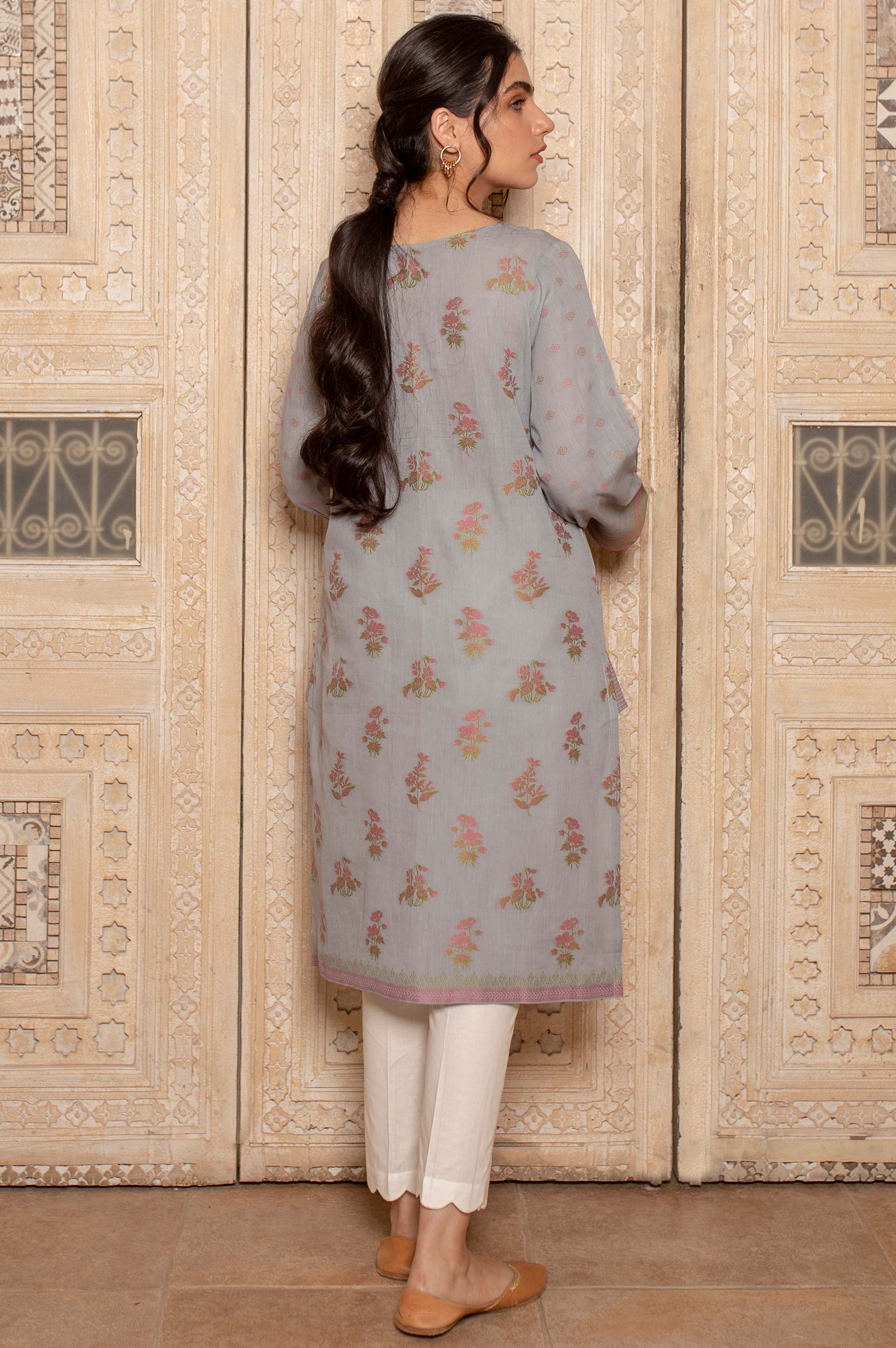 Stitched 1 Piece Dyed Jacquard Shirt - Image 2