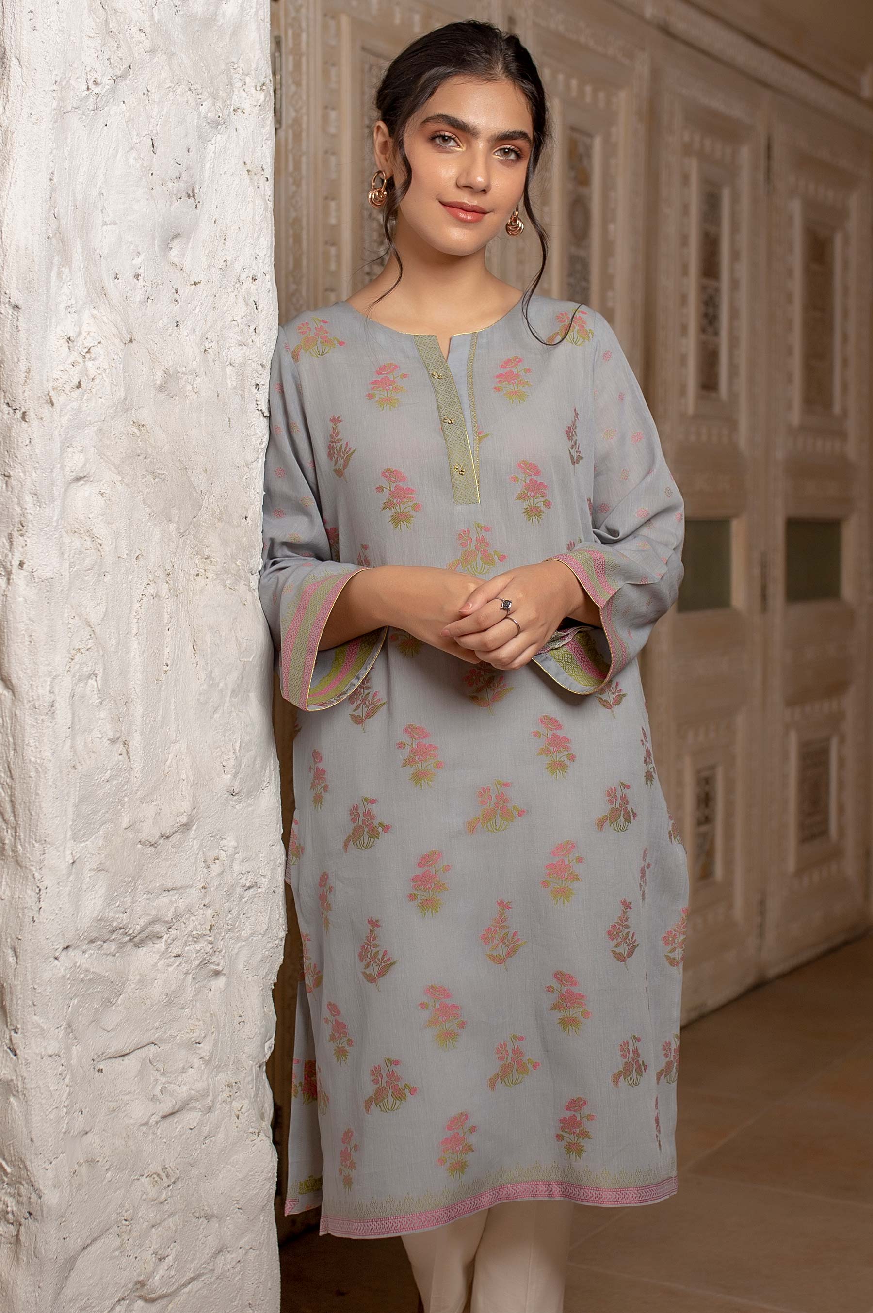 Stitched 1 Piece Dyed Jacquard Shirt - Image 3