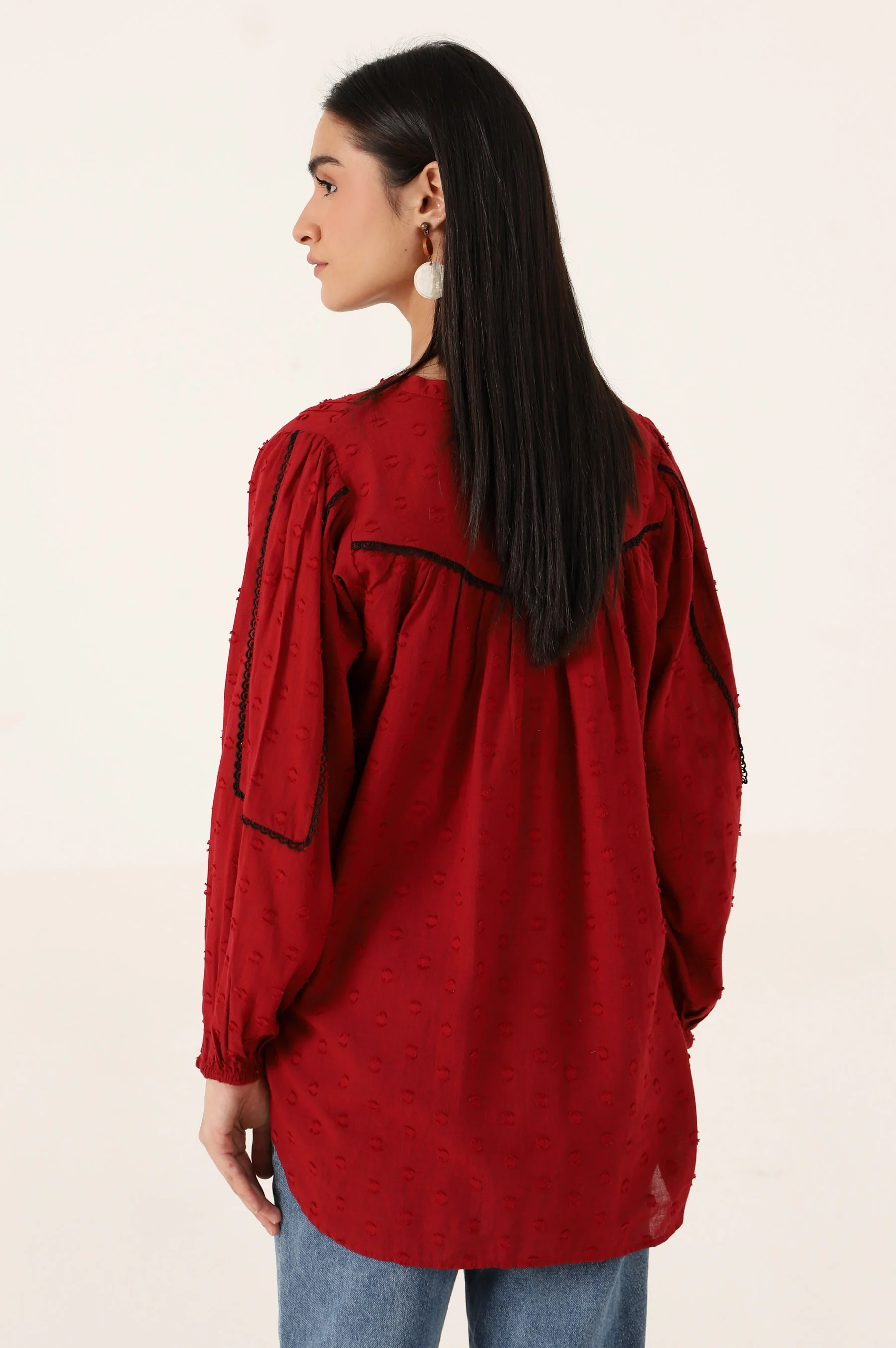 Stitched 1 Piece Embellished Brochia Shirt - Image 2