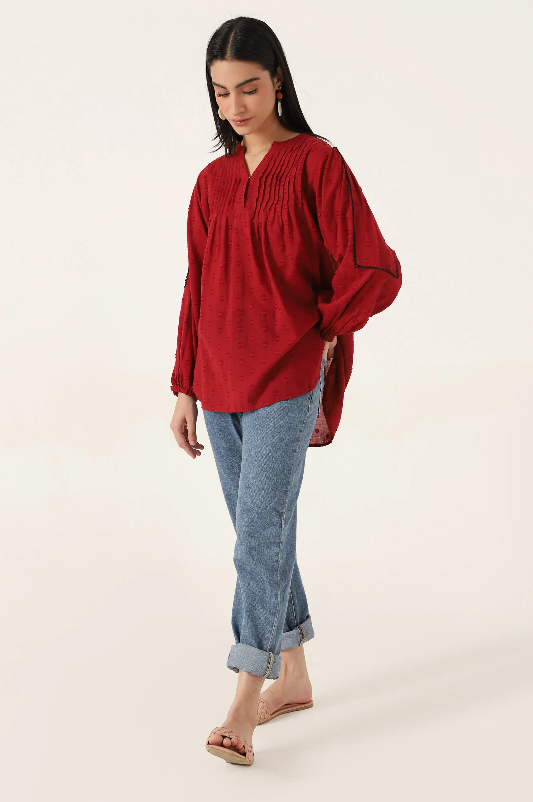 Stitched 1 Piece Embellished Brochia Shirt - Image 3