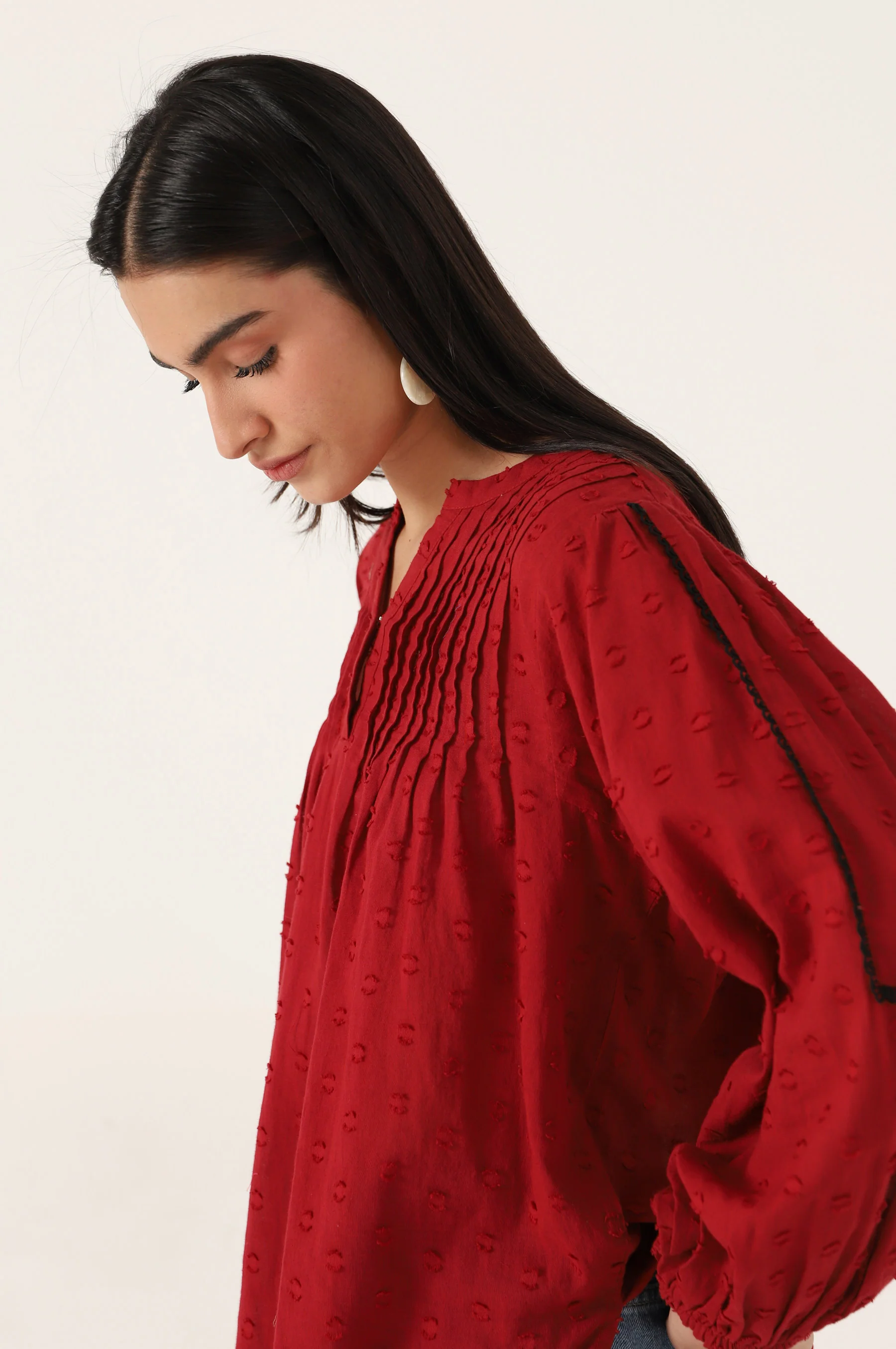 Stitched 1 Piece Embellished Brochia Shirt - Image 4
