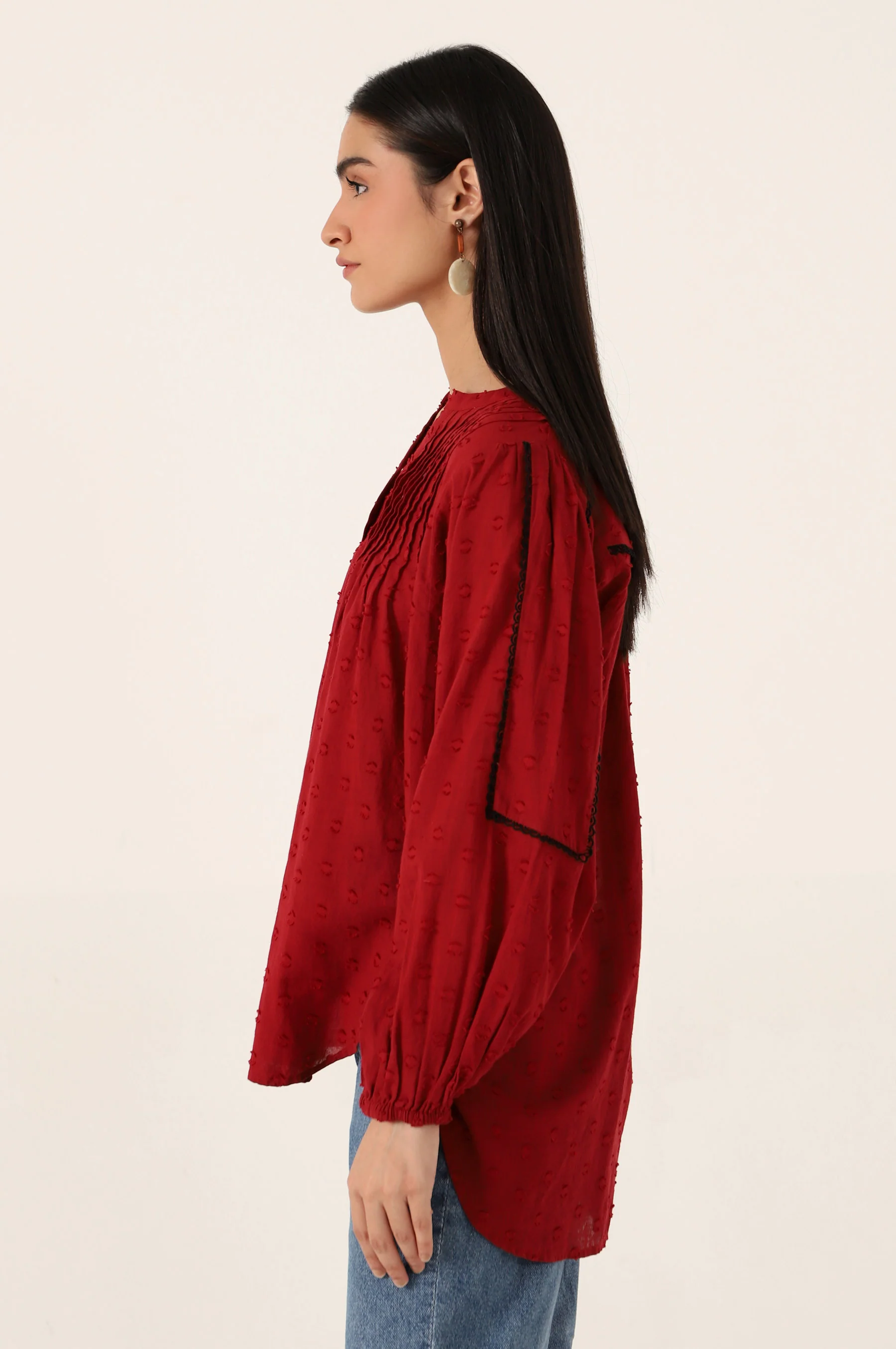 Stitched 1 Piece Embellished Brochia Shirt - Image 5