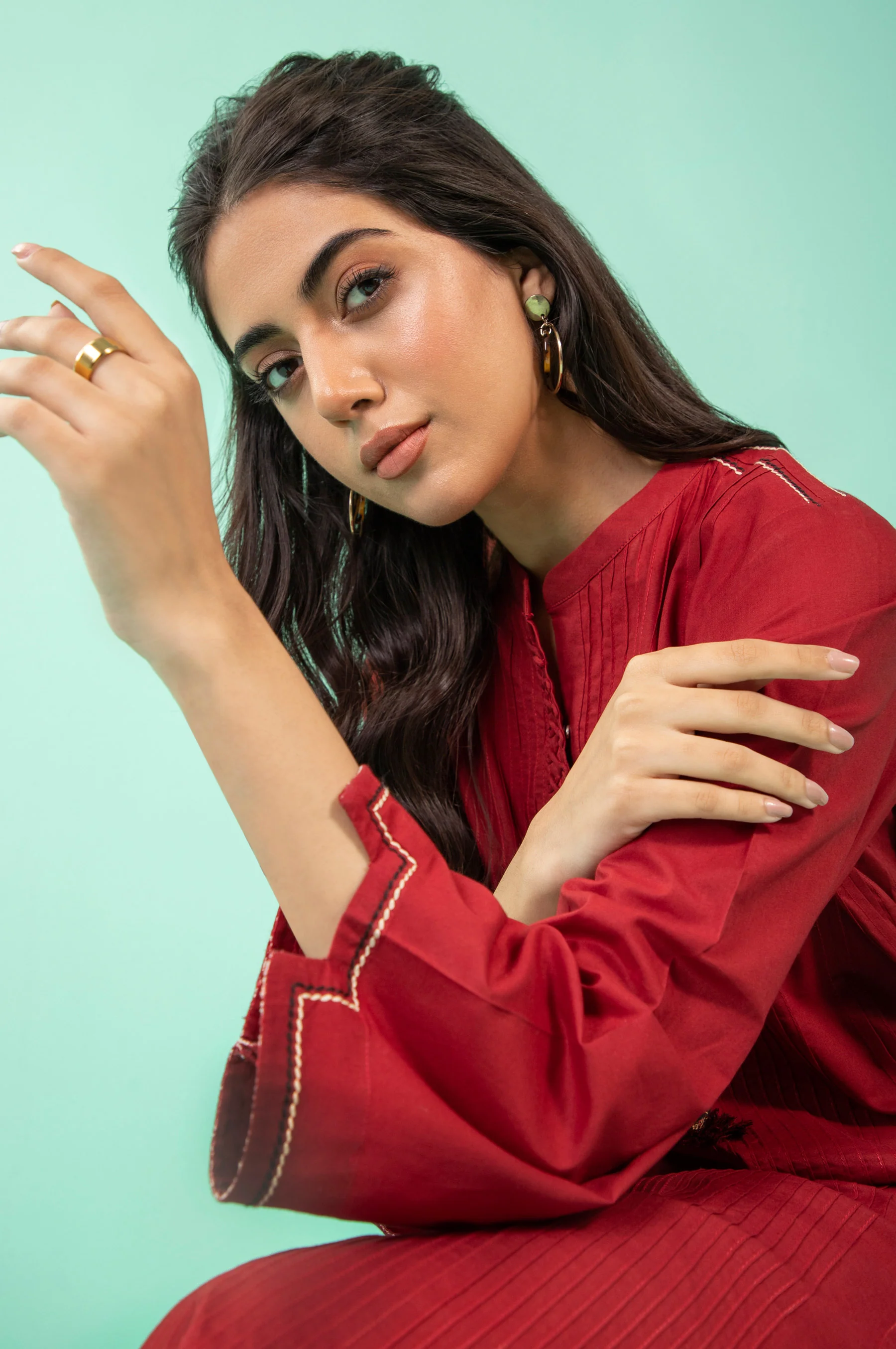 Stitched 1 Piece Embellished Cambric Shirt - Image 6