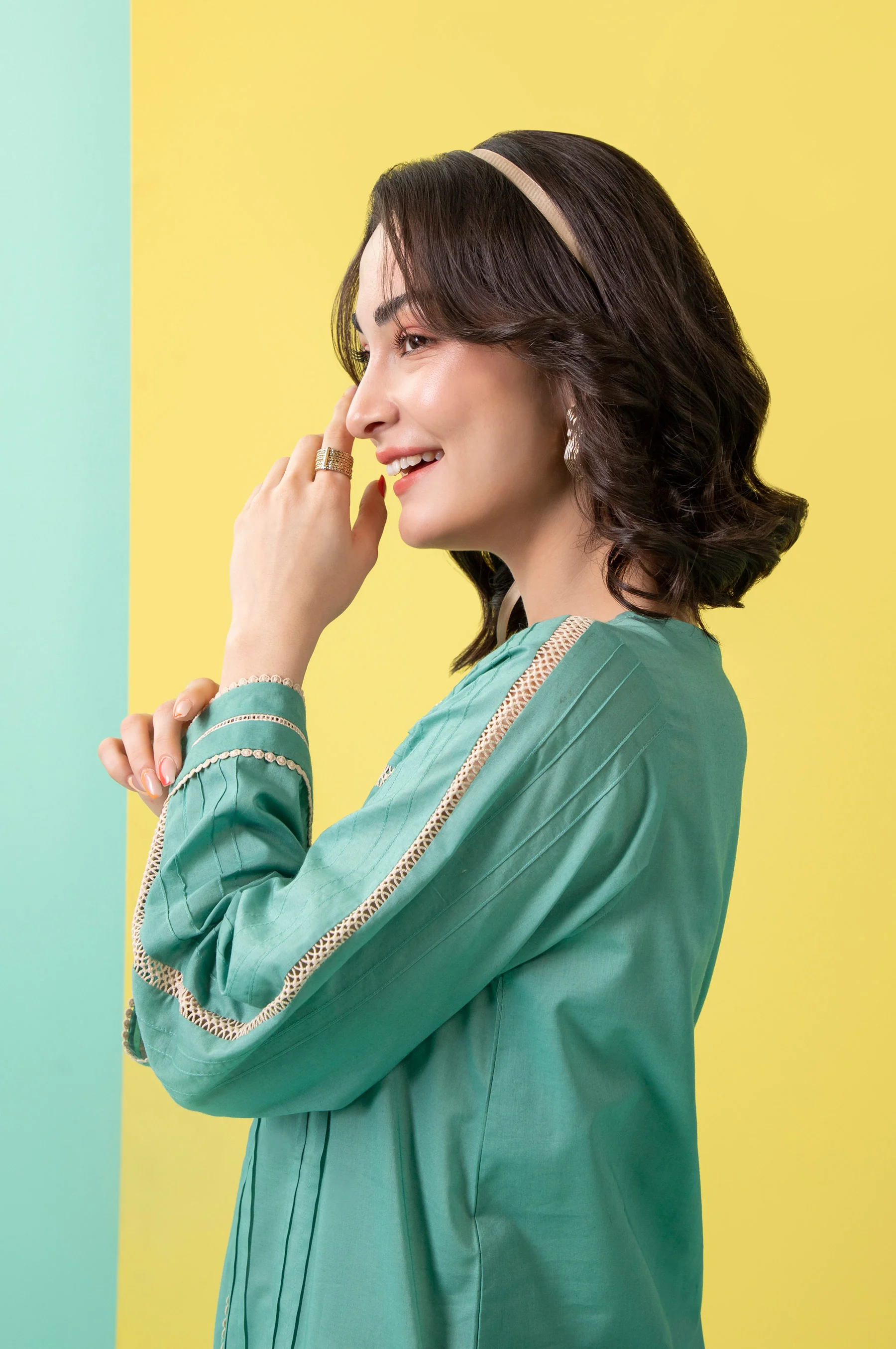 Stitched 1 Piece Embellished Cambric Shirt - Image 5