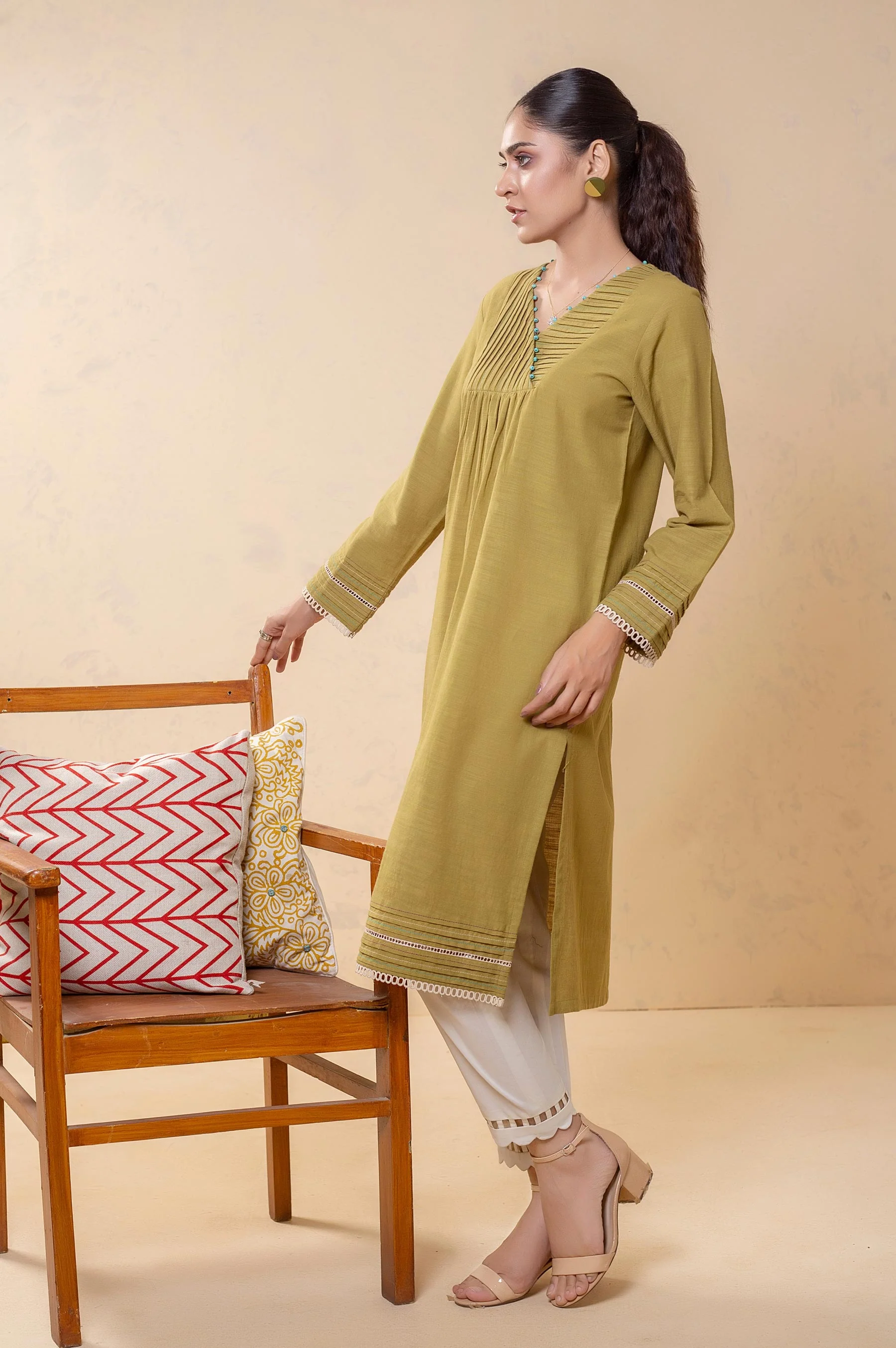 Stitched 1 Piece Embellished Khaddar Top - Image 2