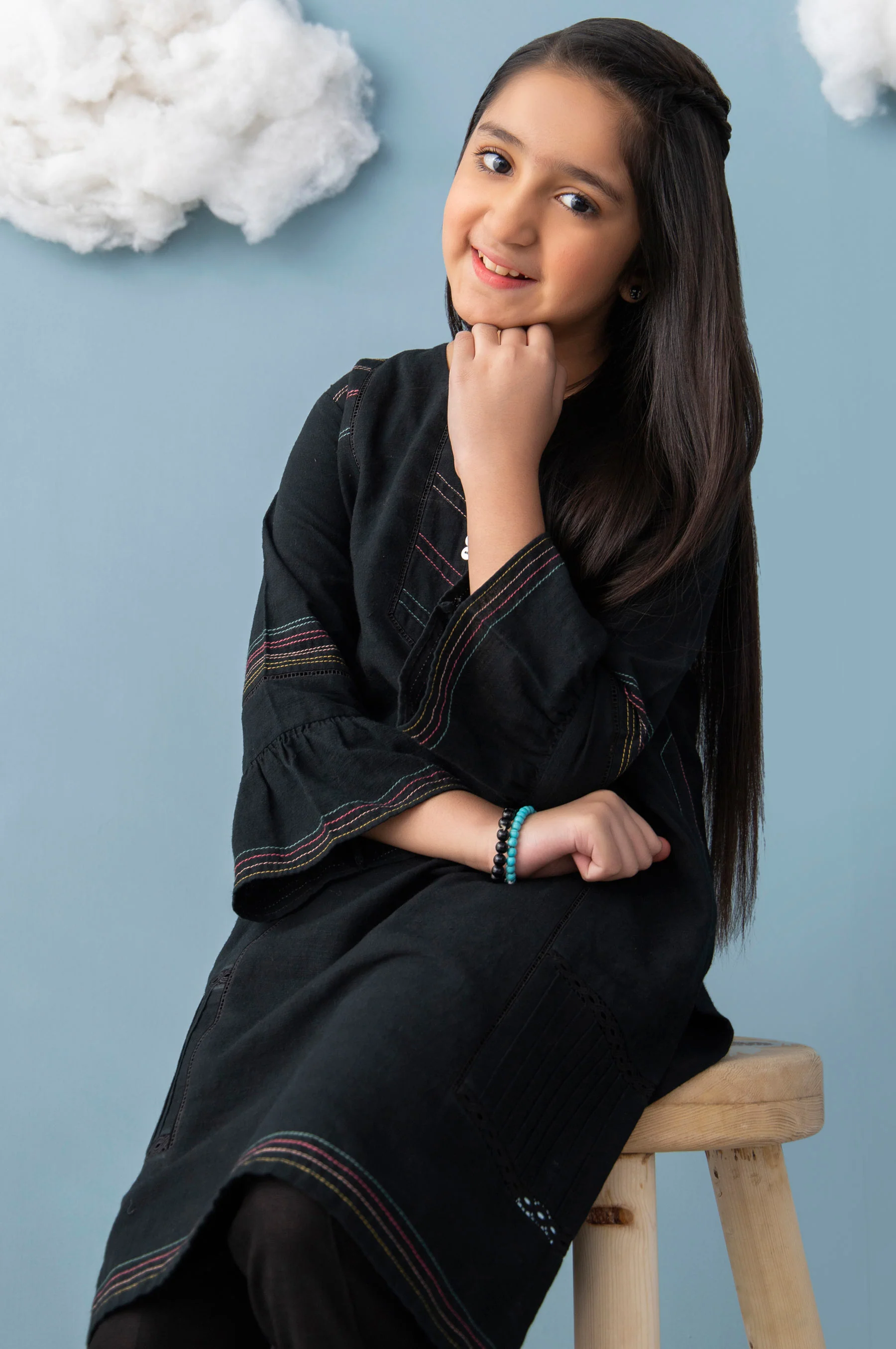 Stitched 1 Piece Embellished Khaddar Junior Shirt - Image 3