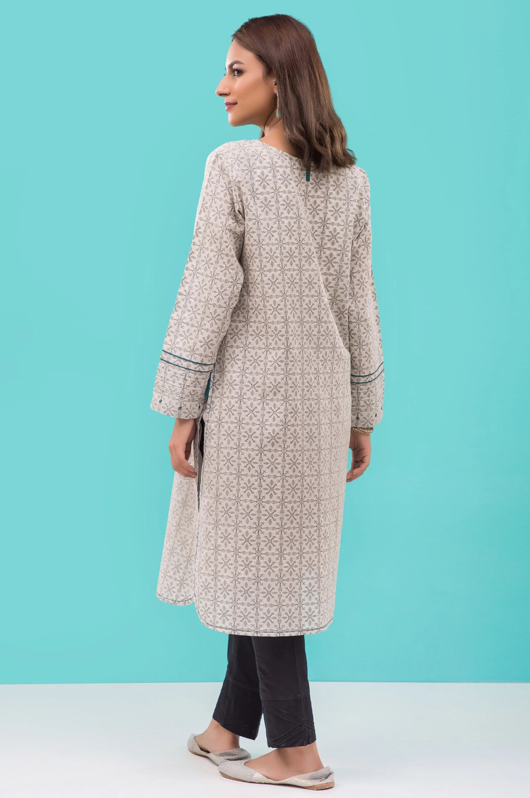 Stitched 1 Piece Embellished Jacquard Shirt - Image 2