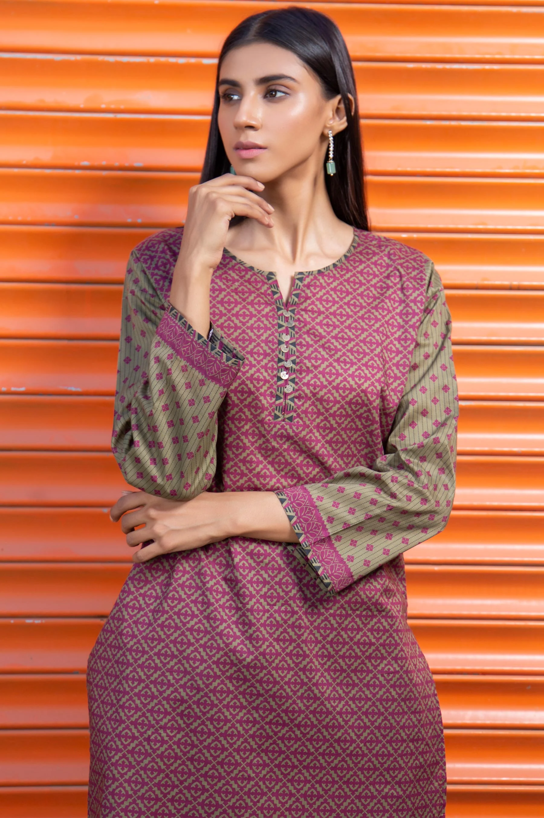 Stitched 1 Piece Embellished Cambric Shirt - Image 2