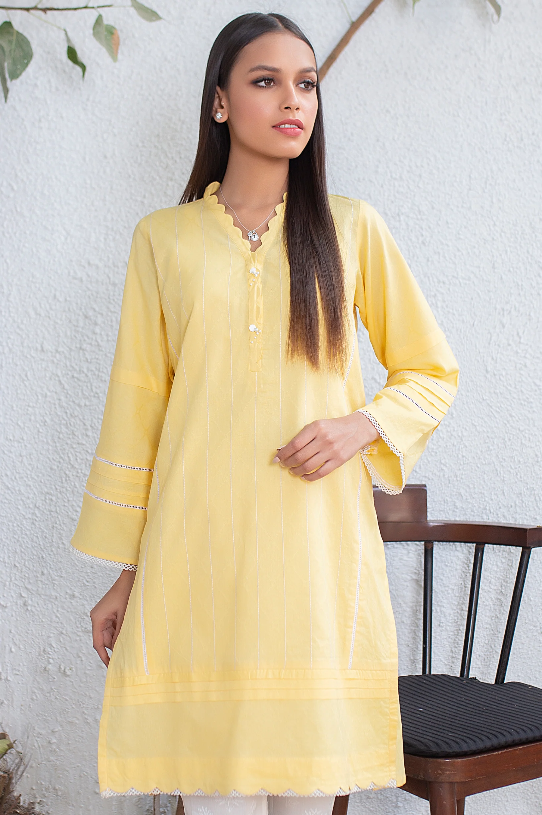 Stitched 1 Piece Embellished Jacquard Shirt - Image 2