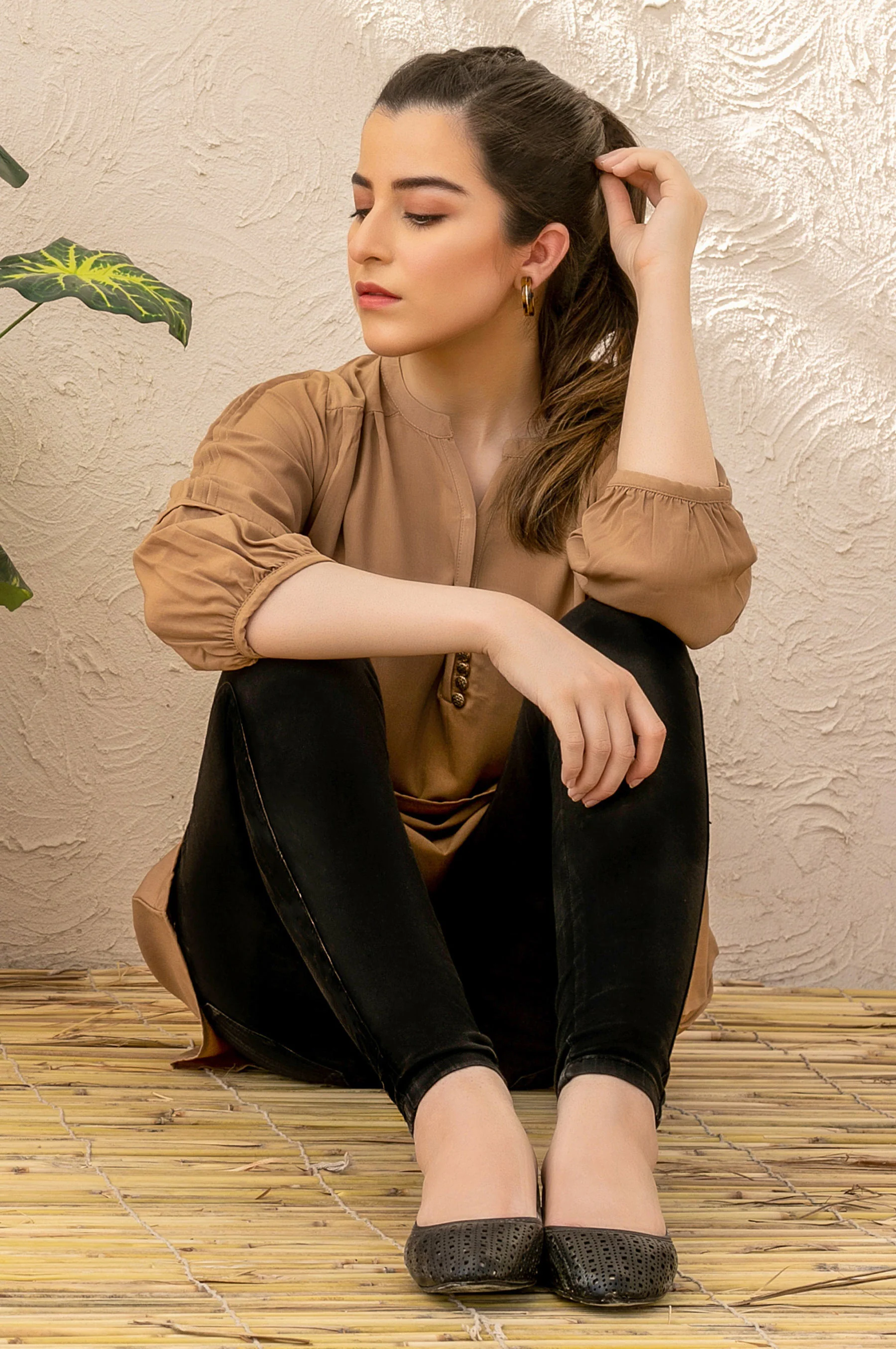 Stitched 1 Piece Embellished Crepe Shirt - Image 3