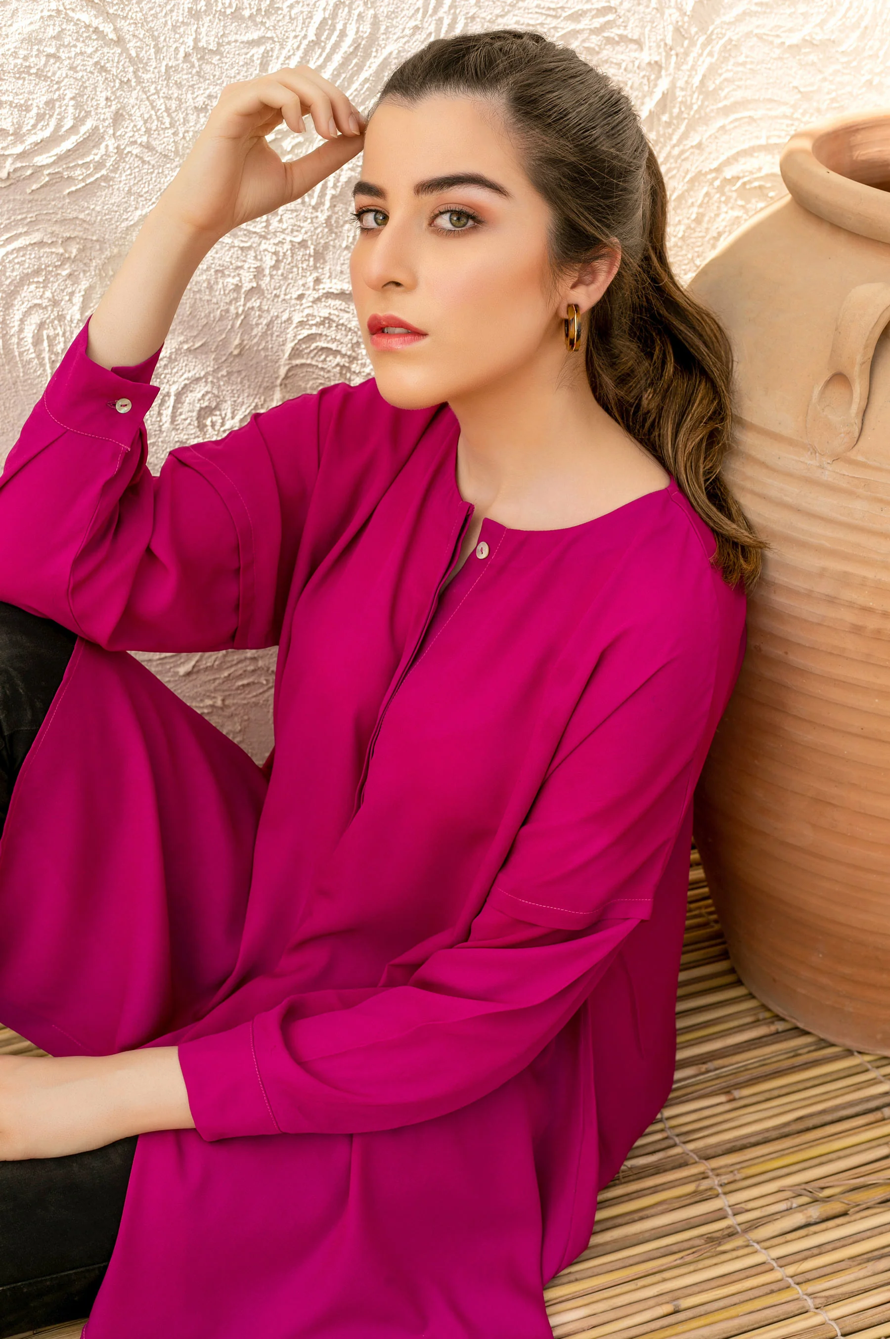 Stitched 1 Piece Embellished Crepe Shirt - Image 4
