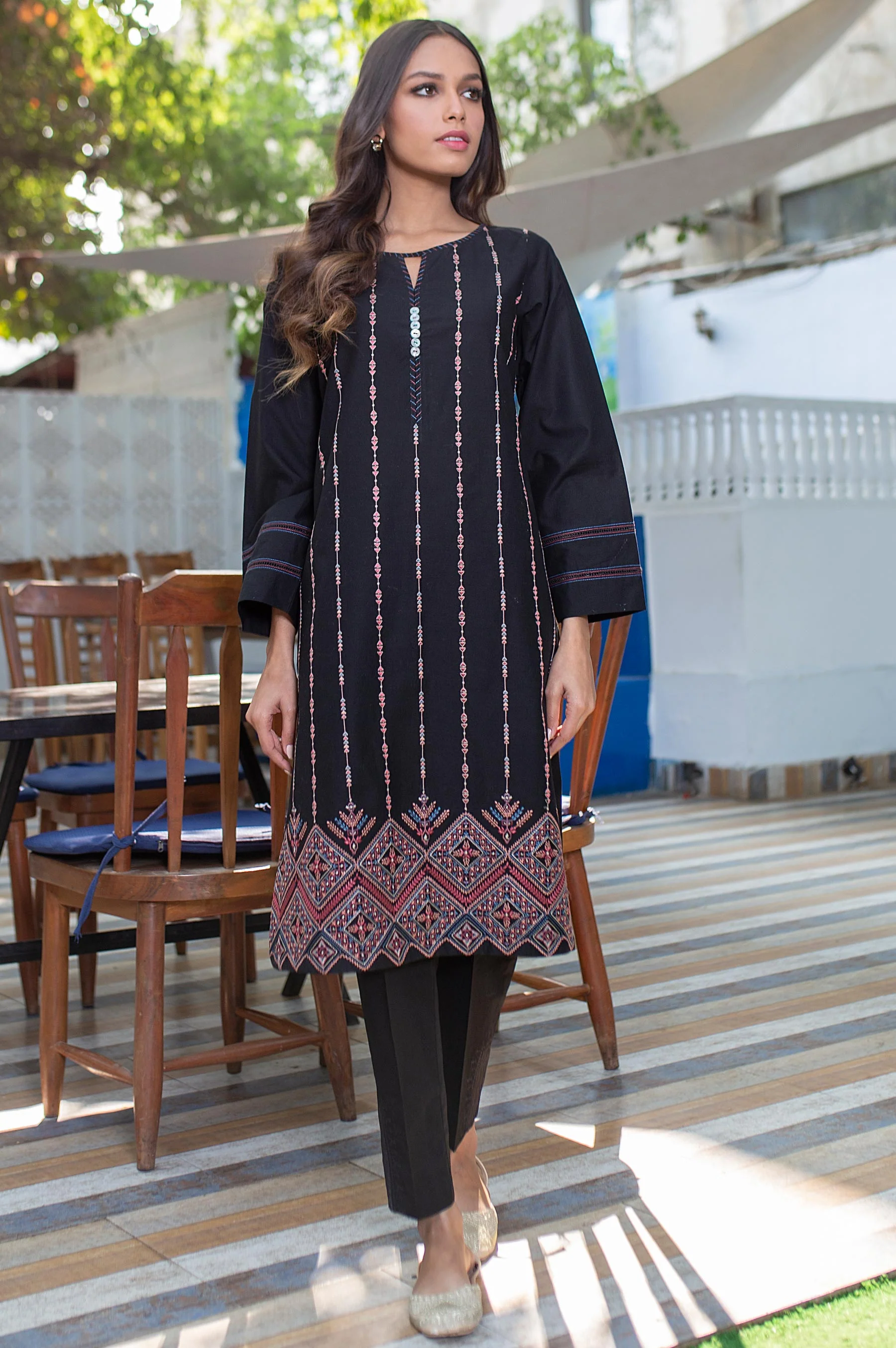 Stitched 1 Piece Embroided Cambric Shirt - Image 2
