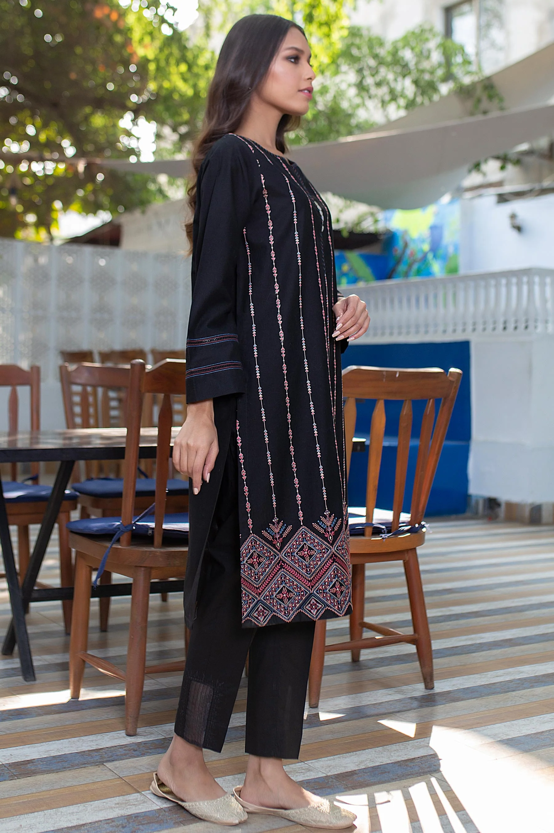 Stitched 1 Piece Embroided Cambric Shirt - Image 3
