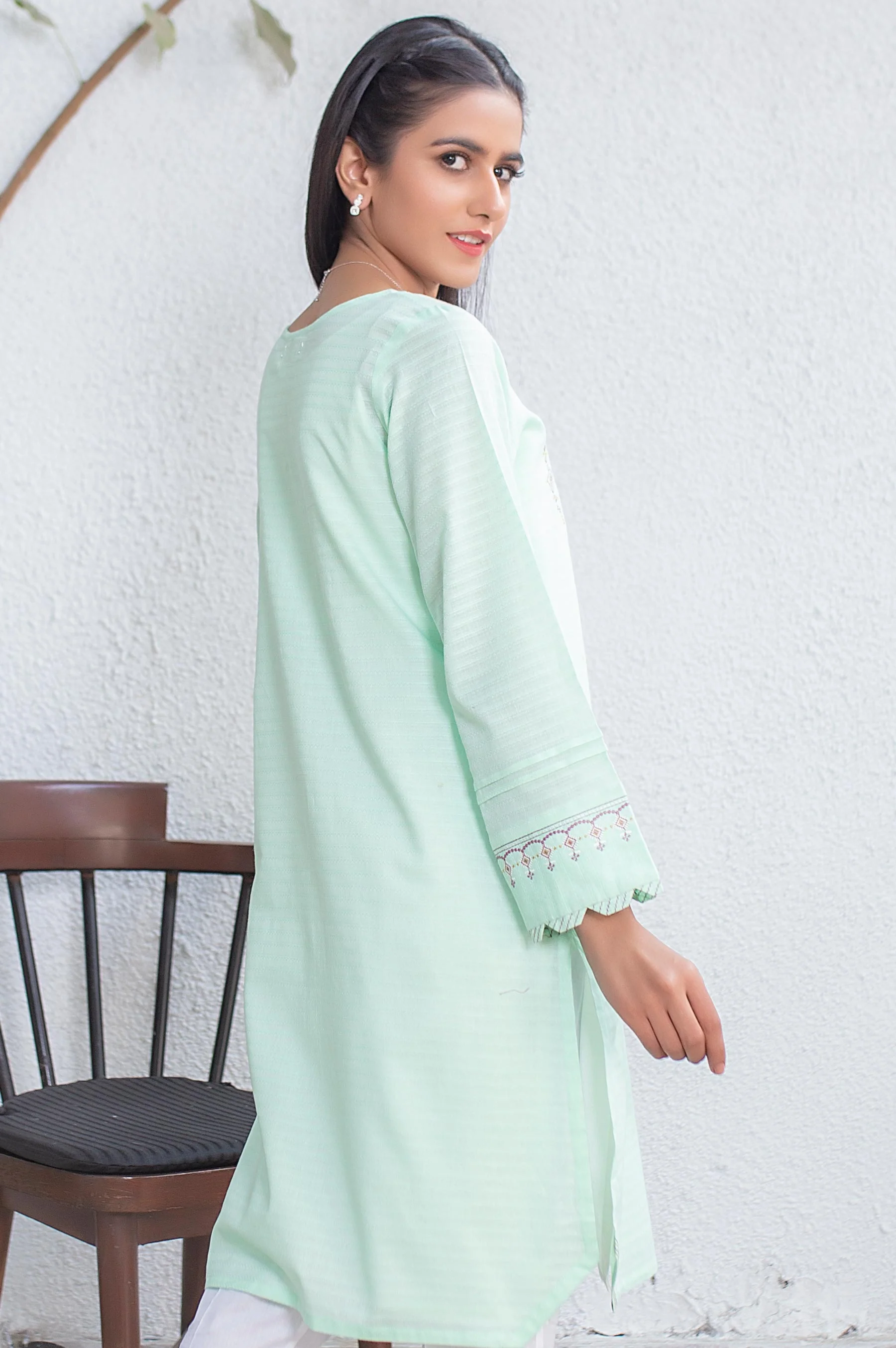 Stitched 1 Piece Embroided Jacquard Shirt - Image 2