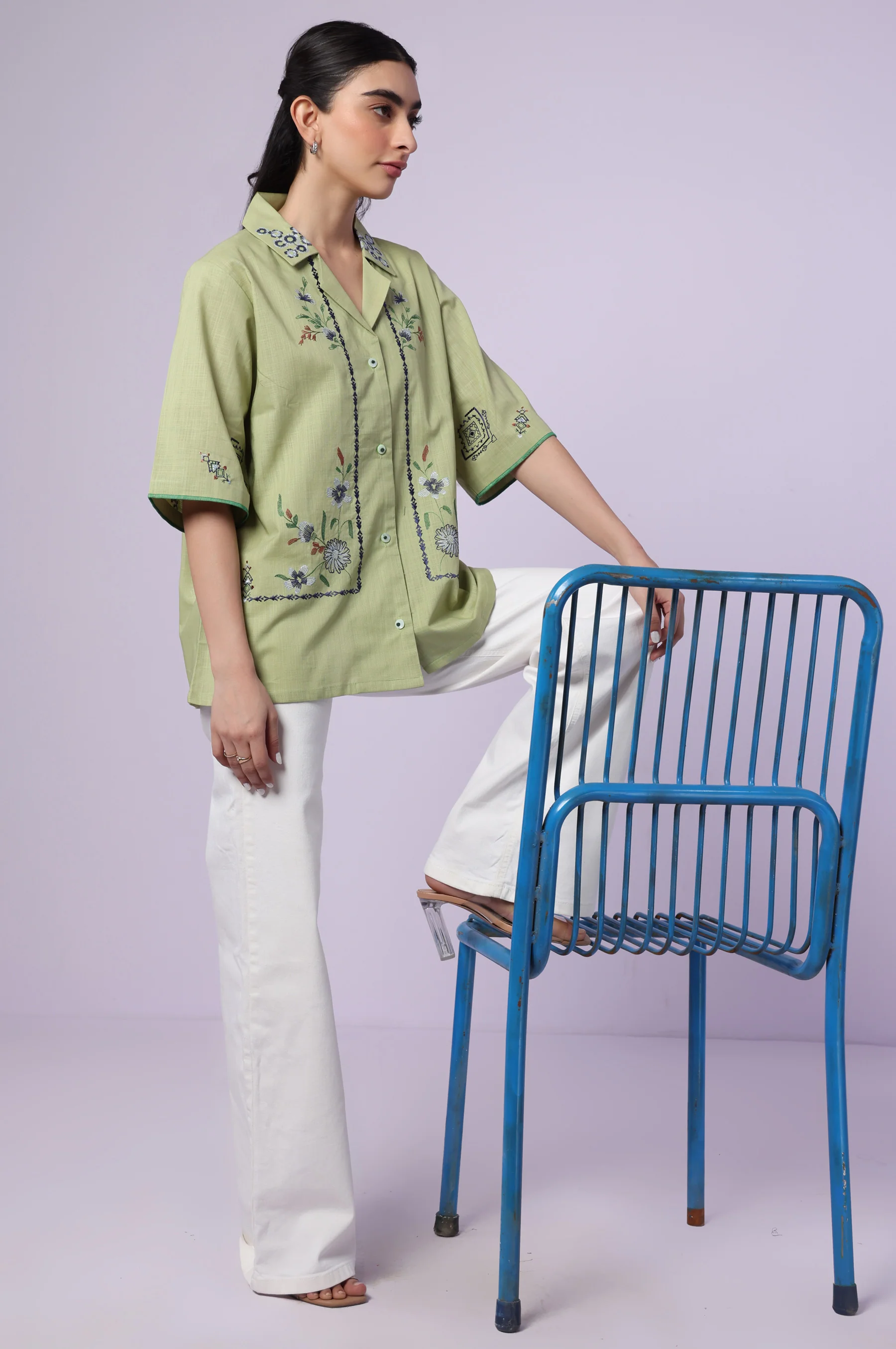 Stitched 1 Piece Embroidered Both Side Slub Top - Image 4