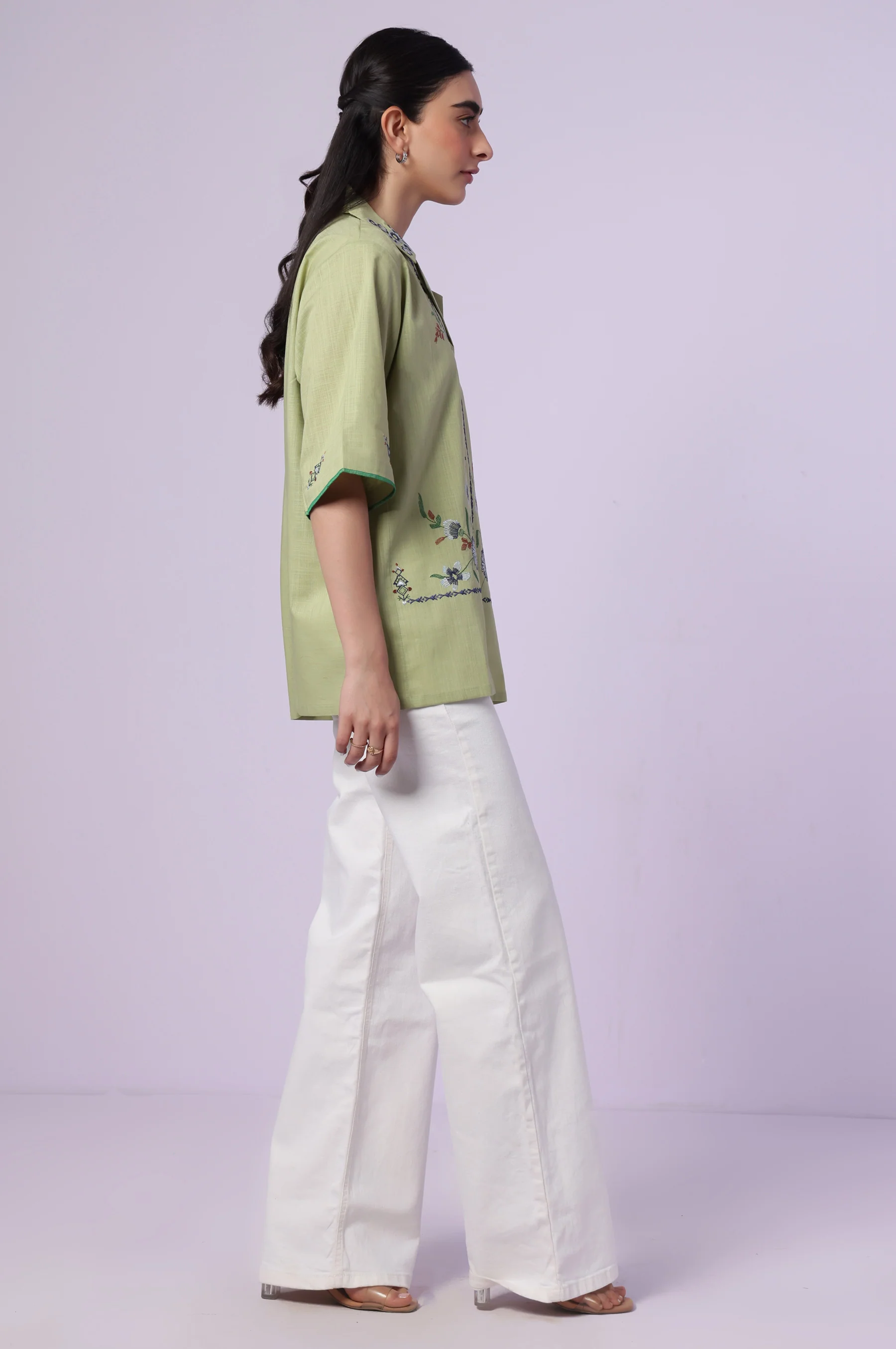 Stitched 1 Piece Embroidered Both Side Slub Top - Image 6