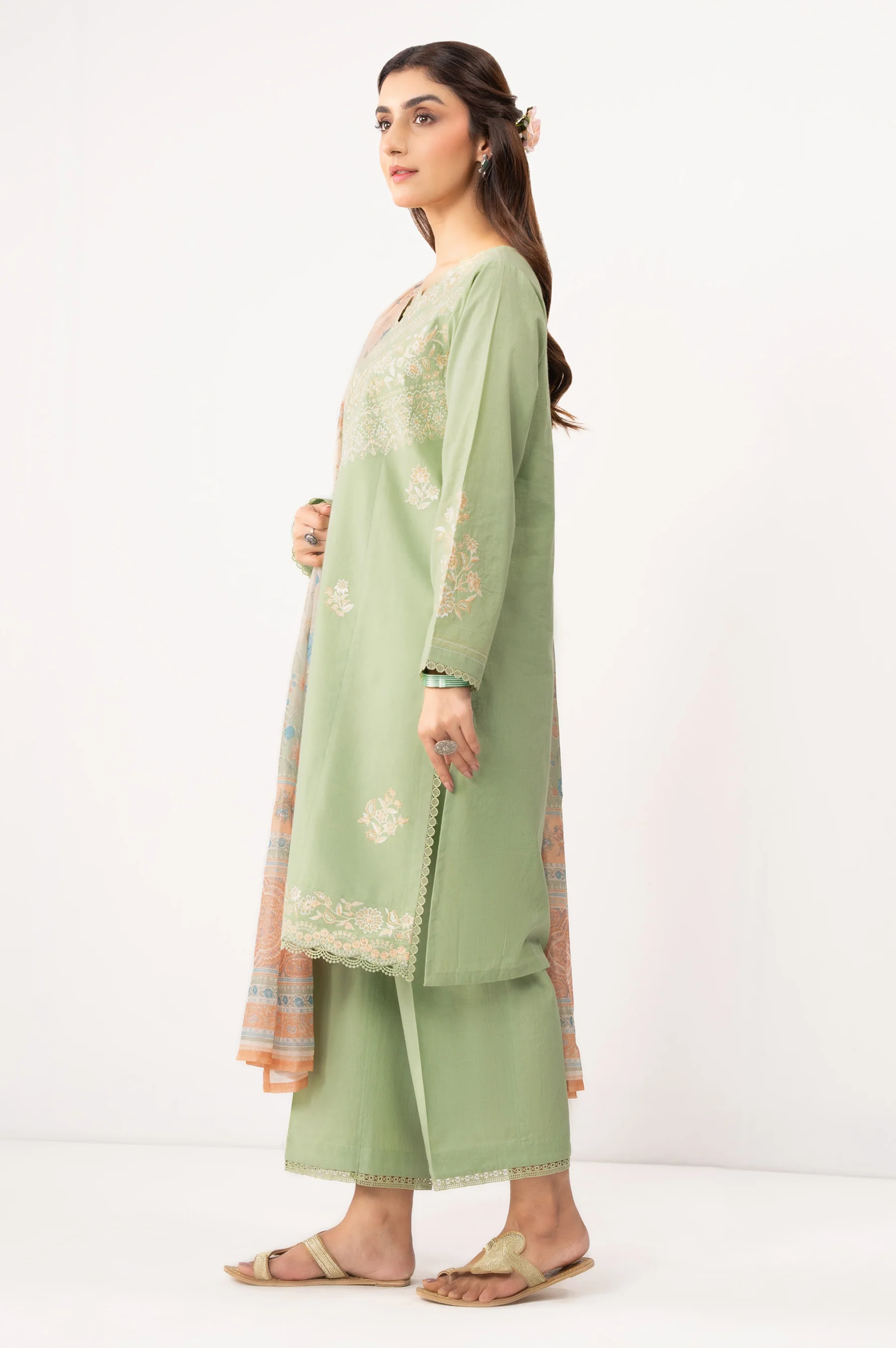 STITCHED EMBROIDERED CAMBRIC SUIT - Image 2