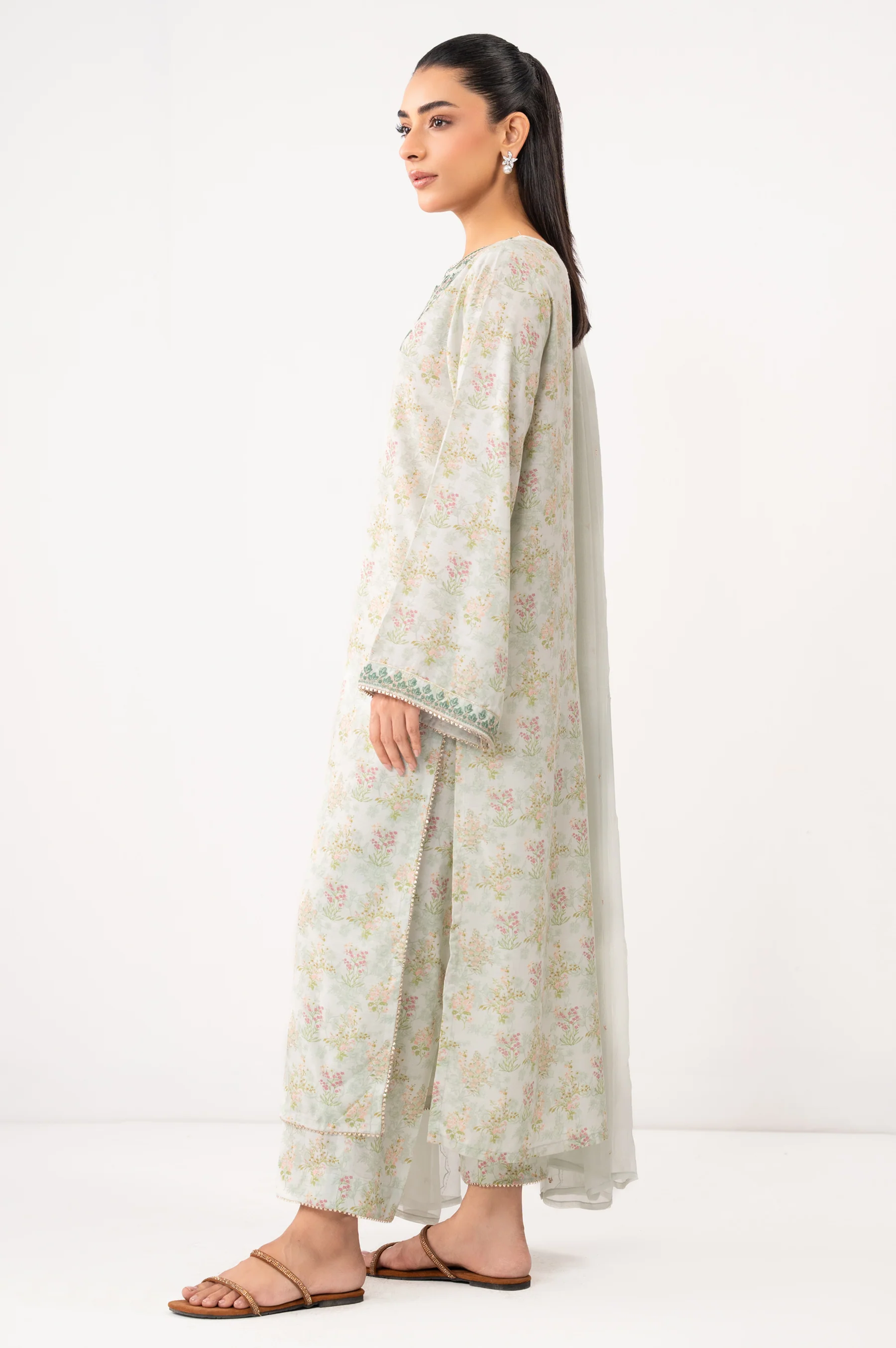 STITCHED EMBROIDERED DULL RAW SILK SUIT - Image 2