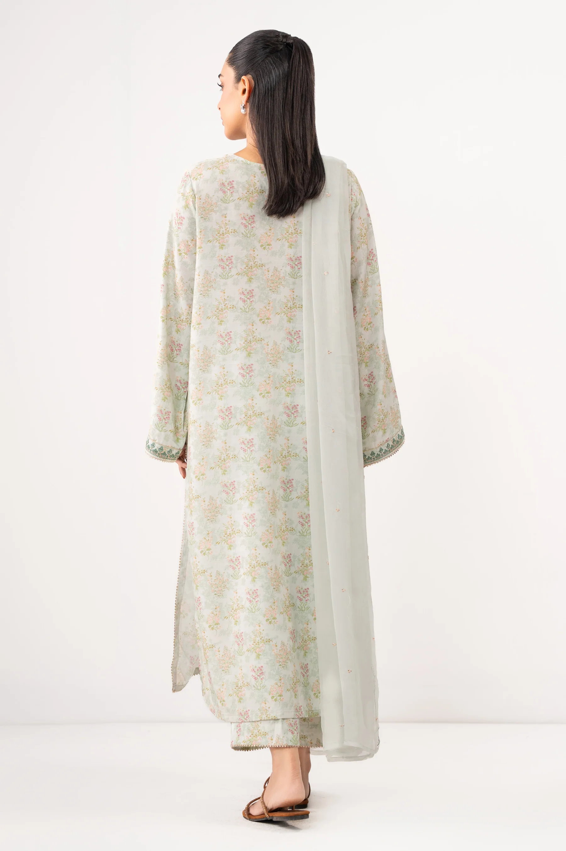 STITCHED EMBROIDERED DULL RAW SILK SUIT - Image 3