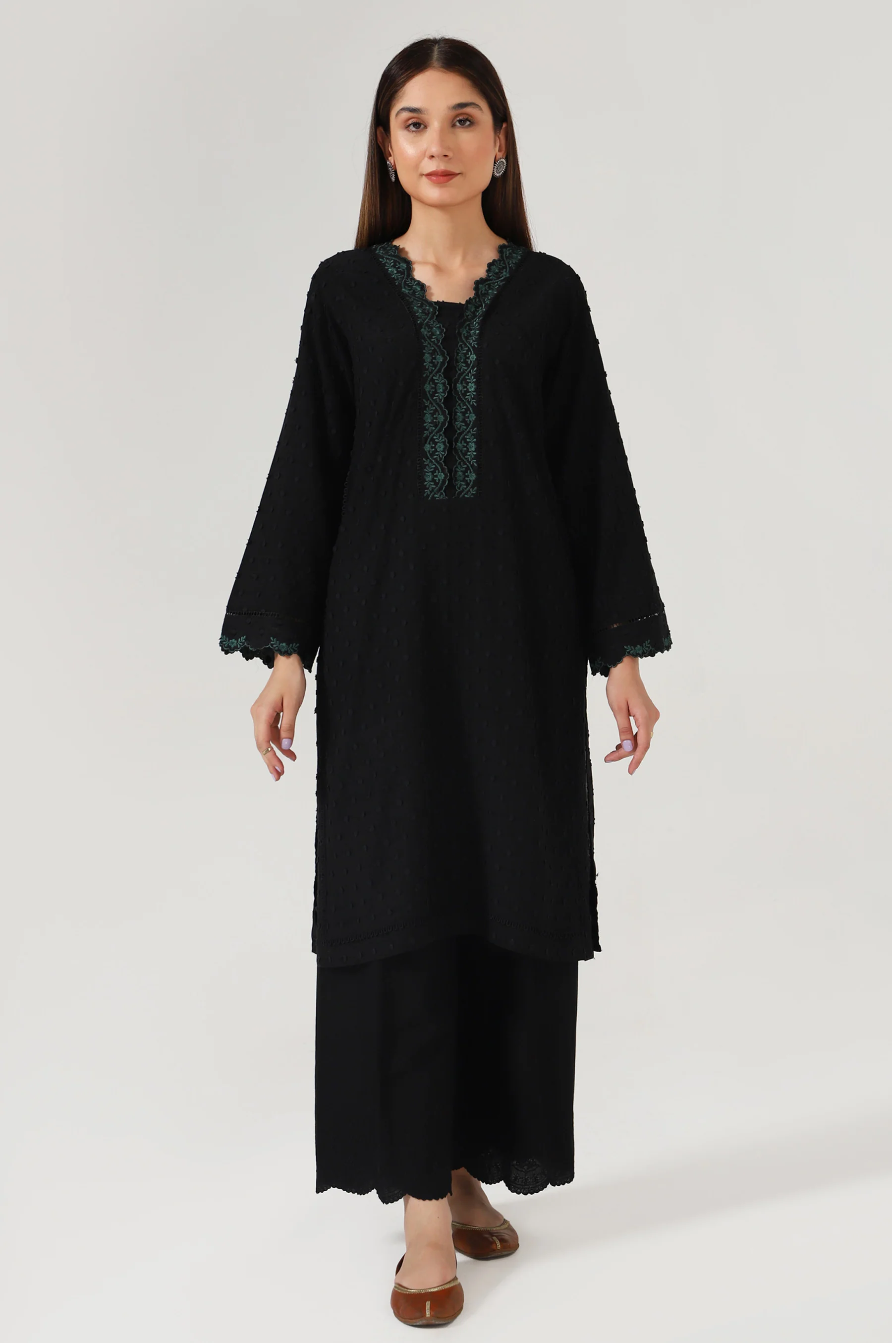 Stitched 1 Piece Embroidered Brochia Shirt - Image 2