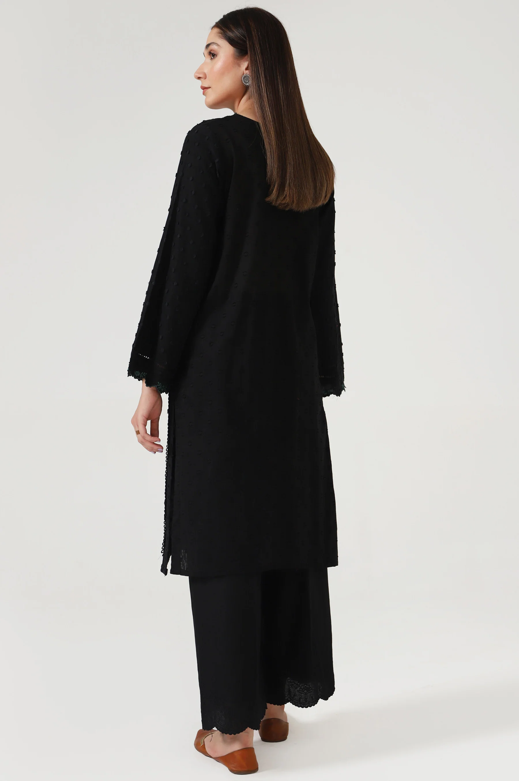 Stitched 1 Piece Embroidered Brochia Shirt - Image 3