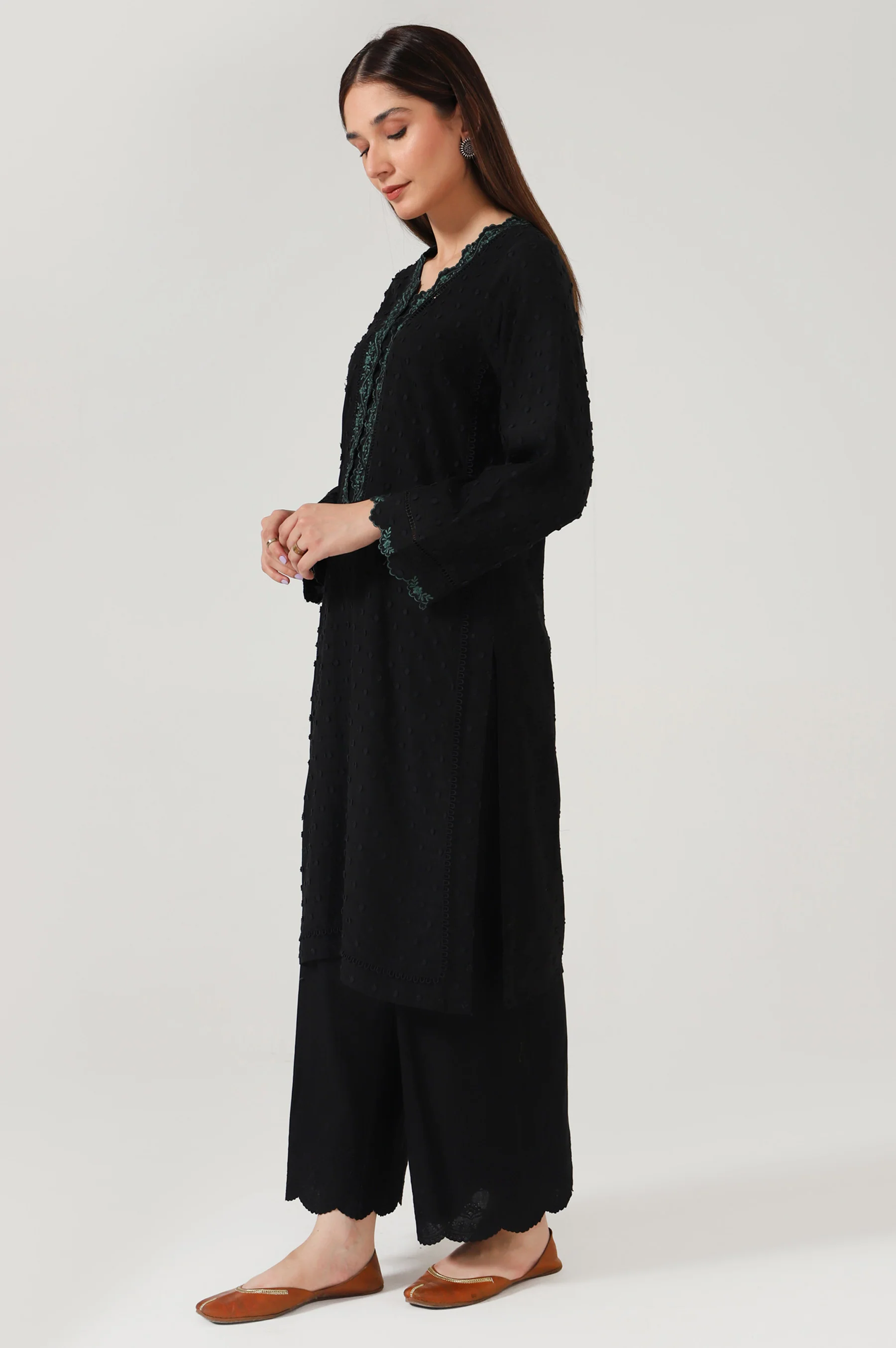 Stitched 1 Piece Embroidered Brochia Shirt - Image 4