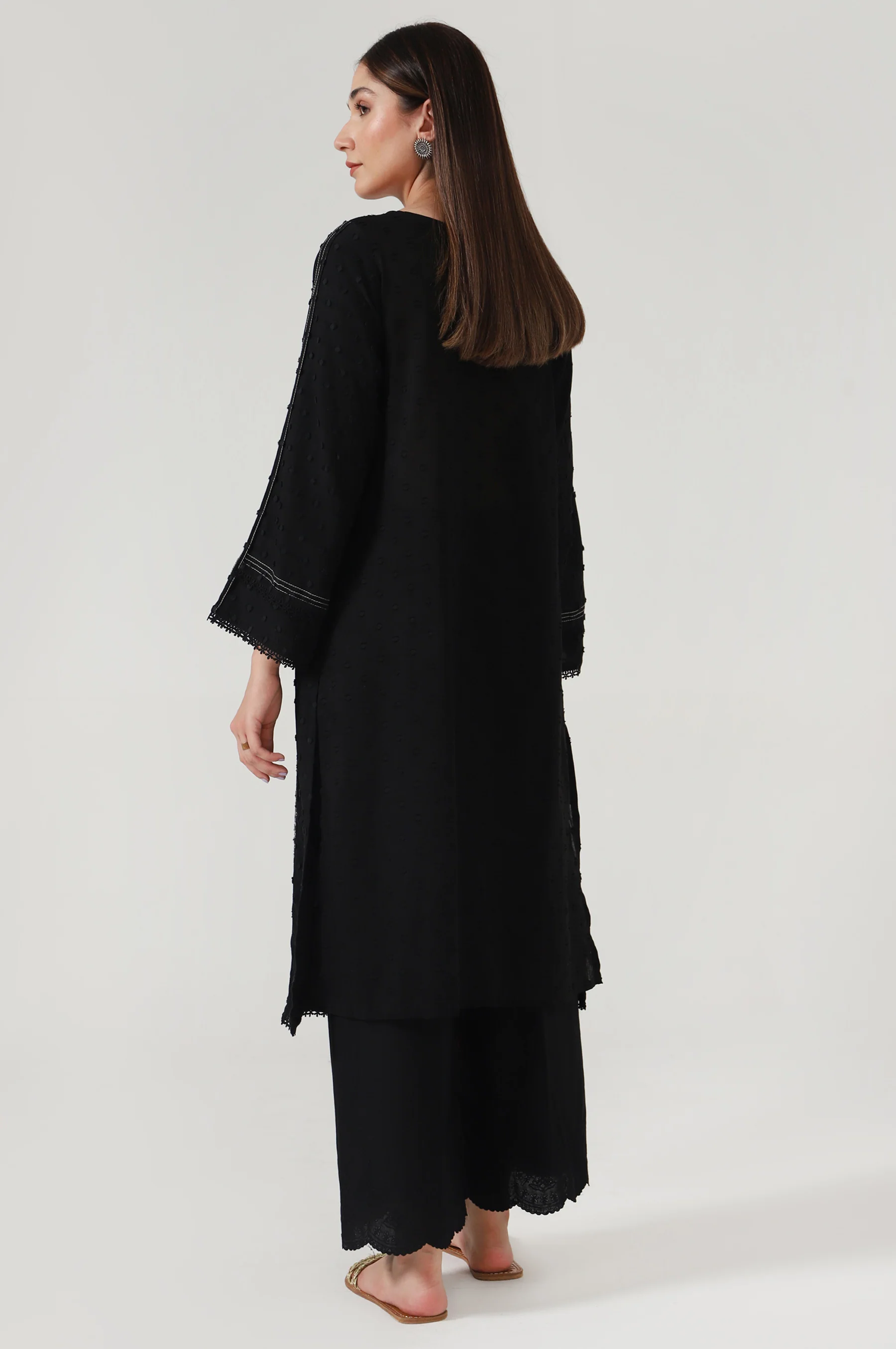 Stitched 1 Piece Embroidered Brochia Suit - Image 3