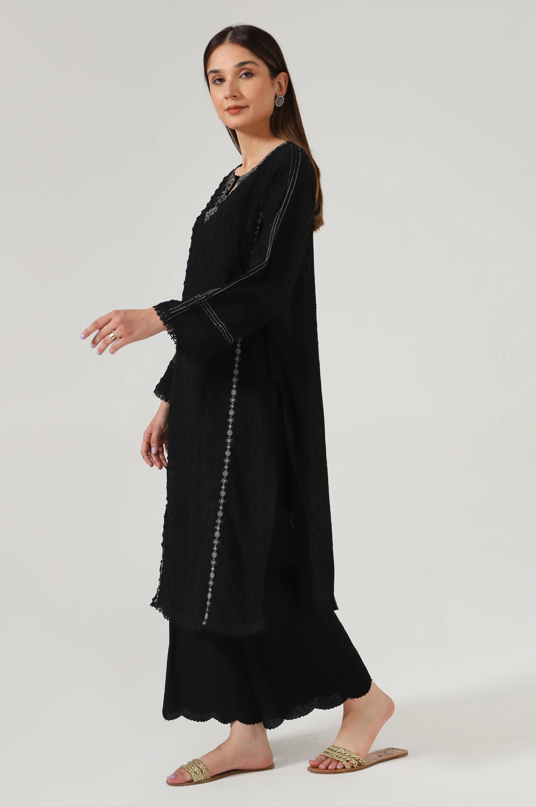 Stitched 1 Piece Embroidered Brochia Suit - Image 5