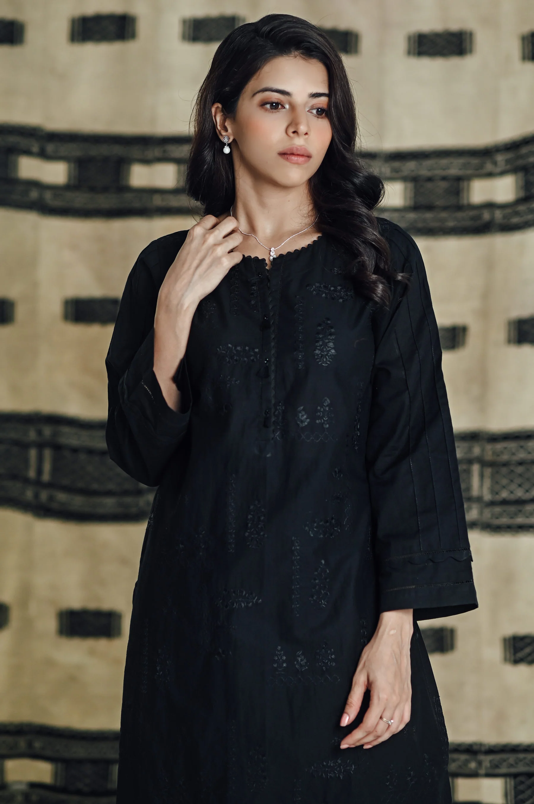 Stitched 1 Piece Embroidered Cambric Shirt - Image 4