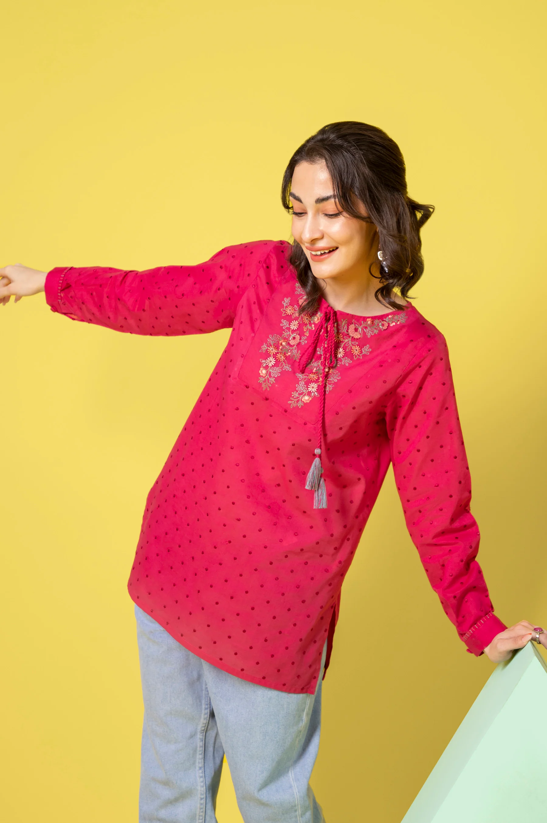 Stitched 1 Piece Embroidered Cambric Shirt