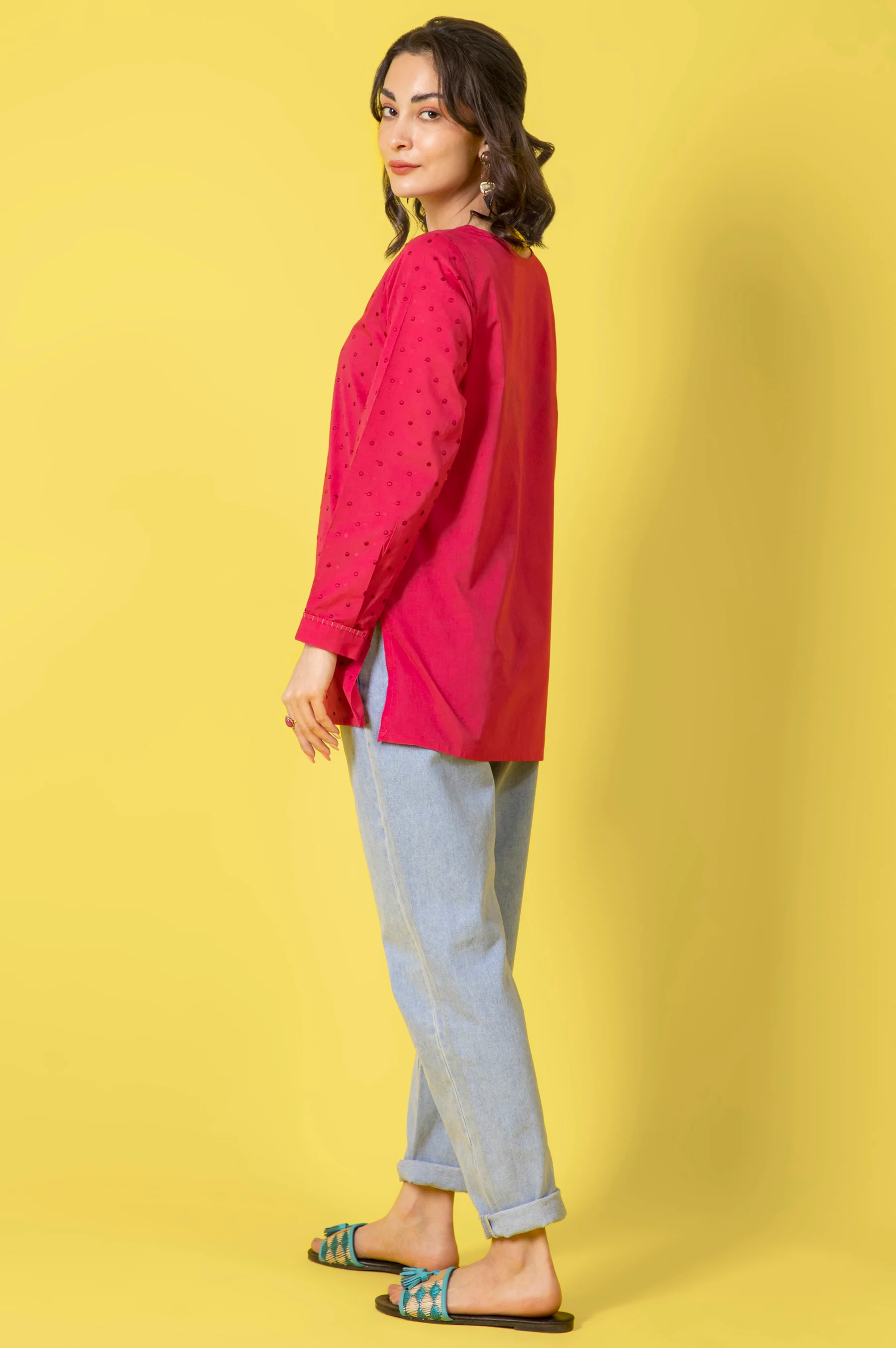 Stitched 1 Piece Embroidered Cambric Shirt - Image 3