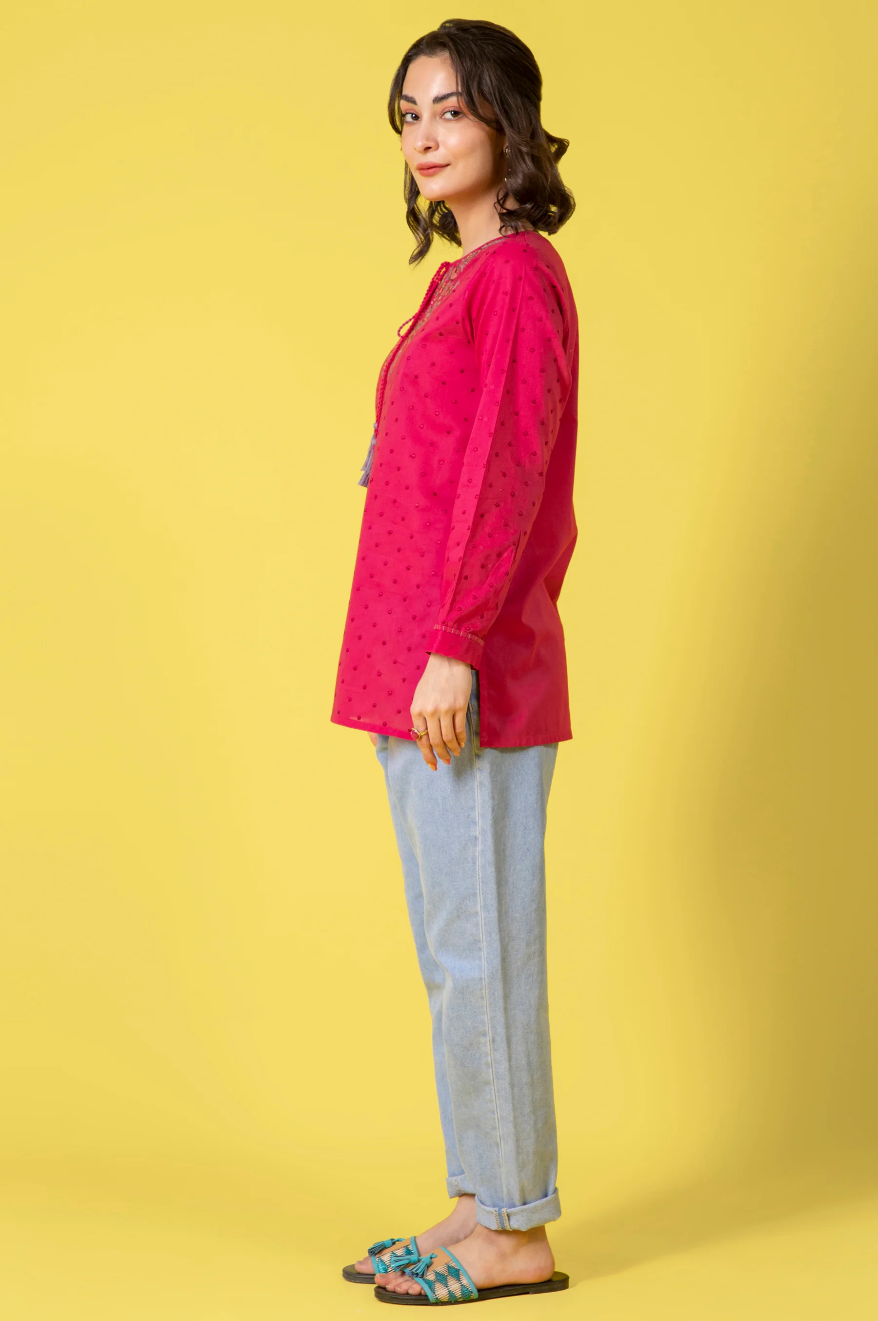 Stitched 1 Piece Embroidered Cambric Shirt - Image 6