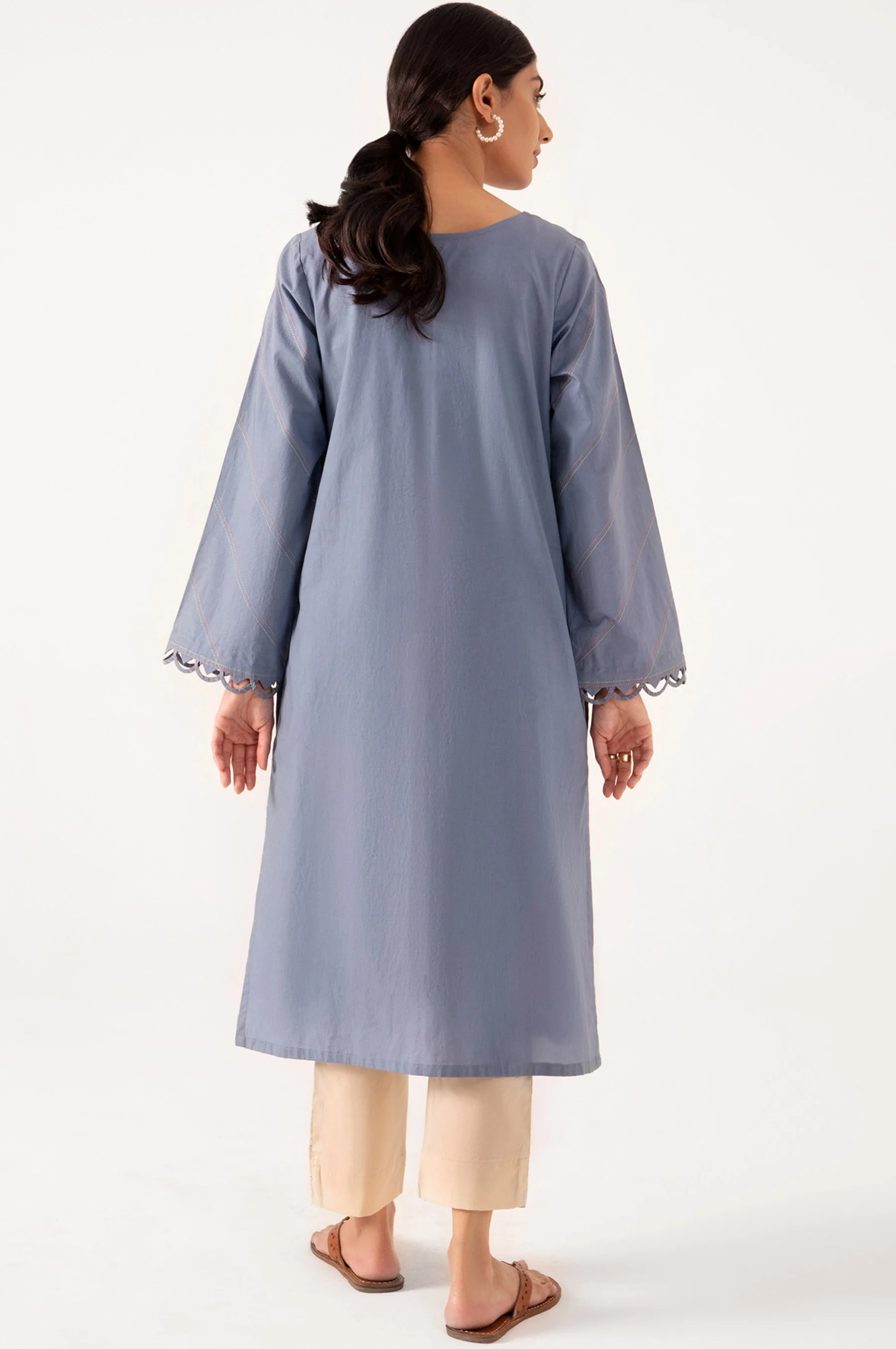 Stitched 1 Piece Embroidered Cambric Shirt - Image 3