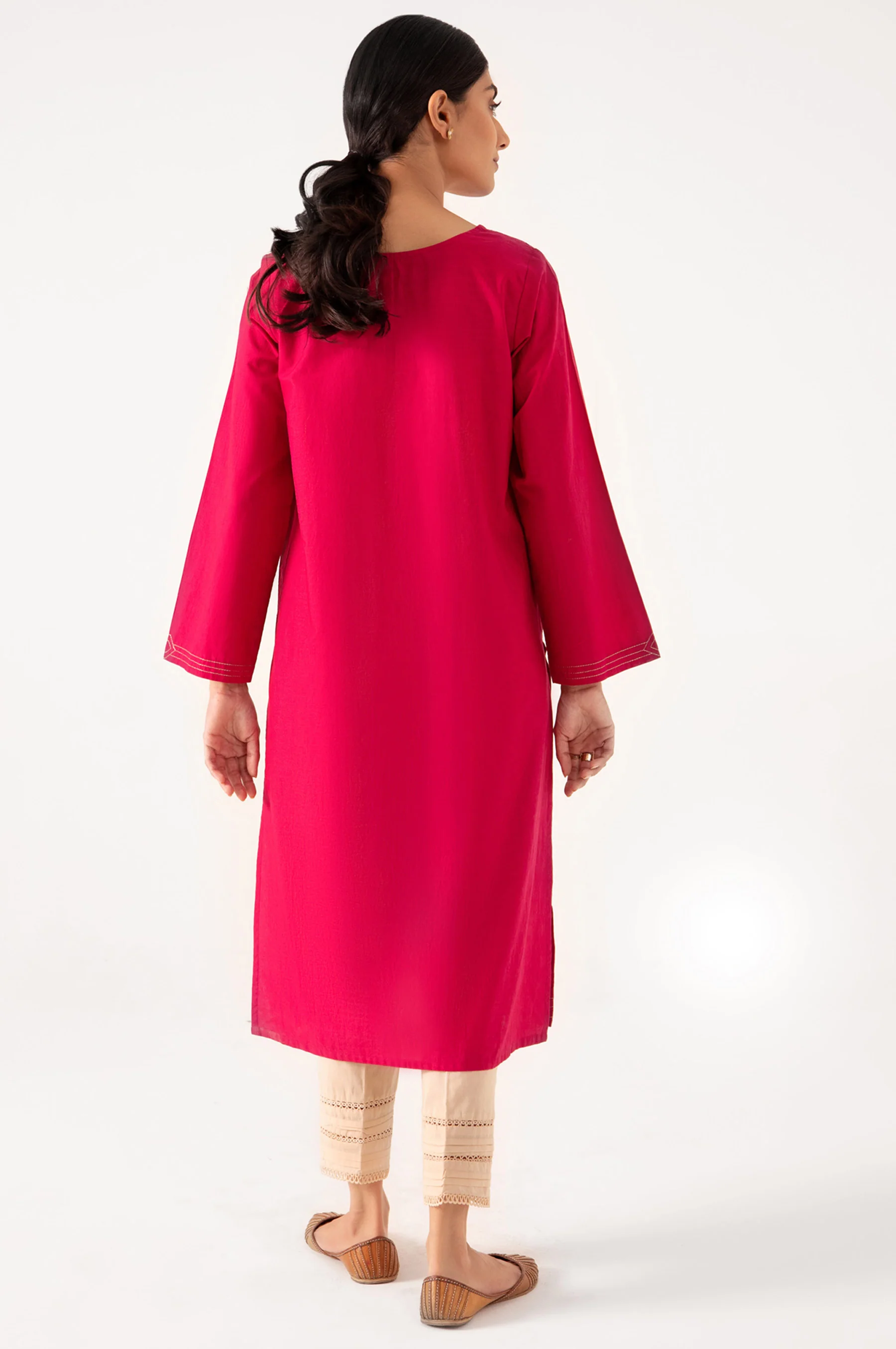 Stitched 1 Piece Embroidered Cambric Shirt - Image 2
