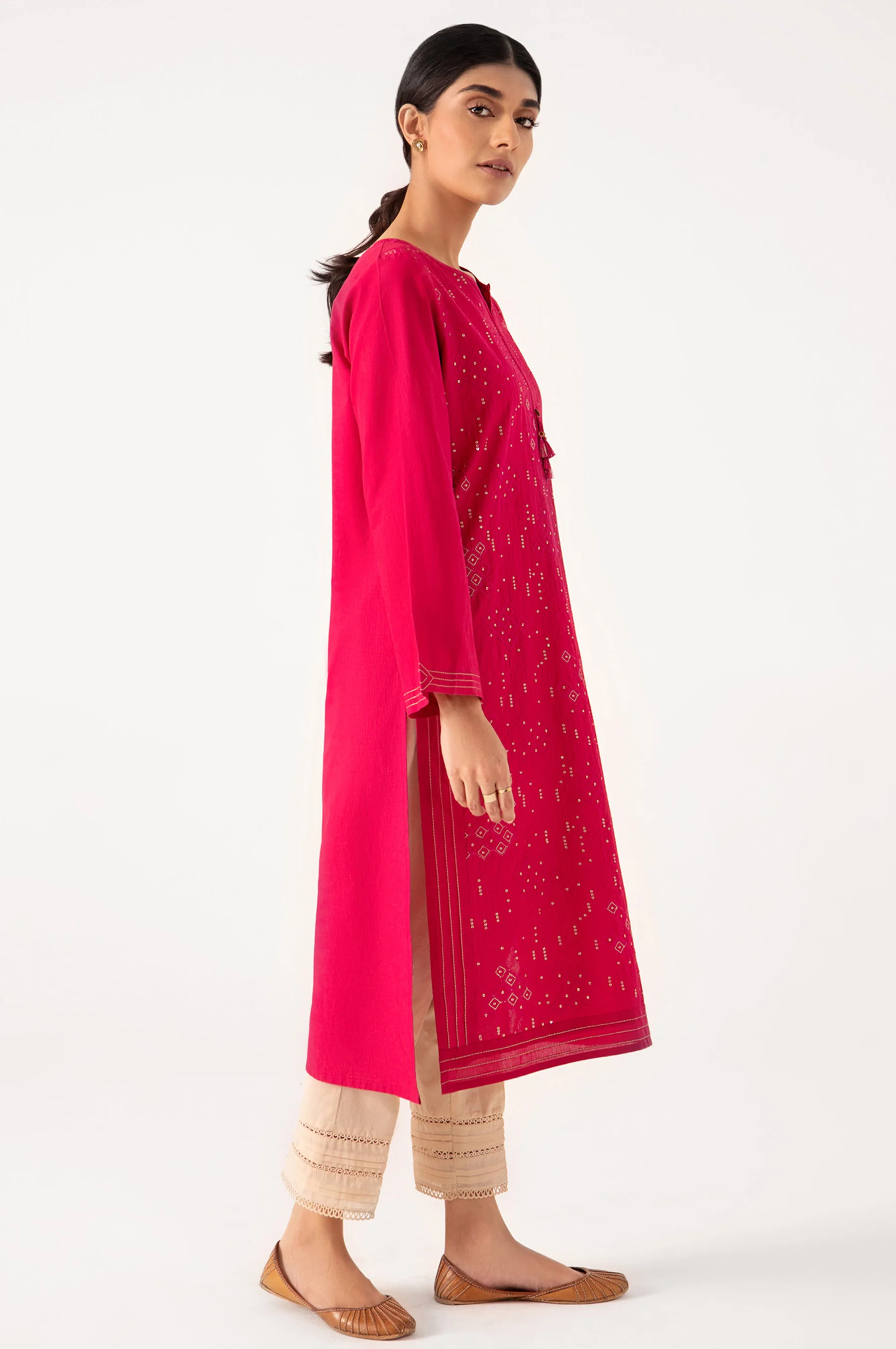 Stitched 1 Piece Embroidered Cambric Shirt - Image 3