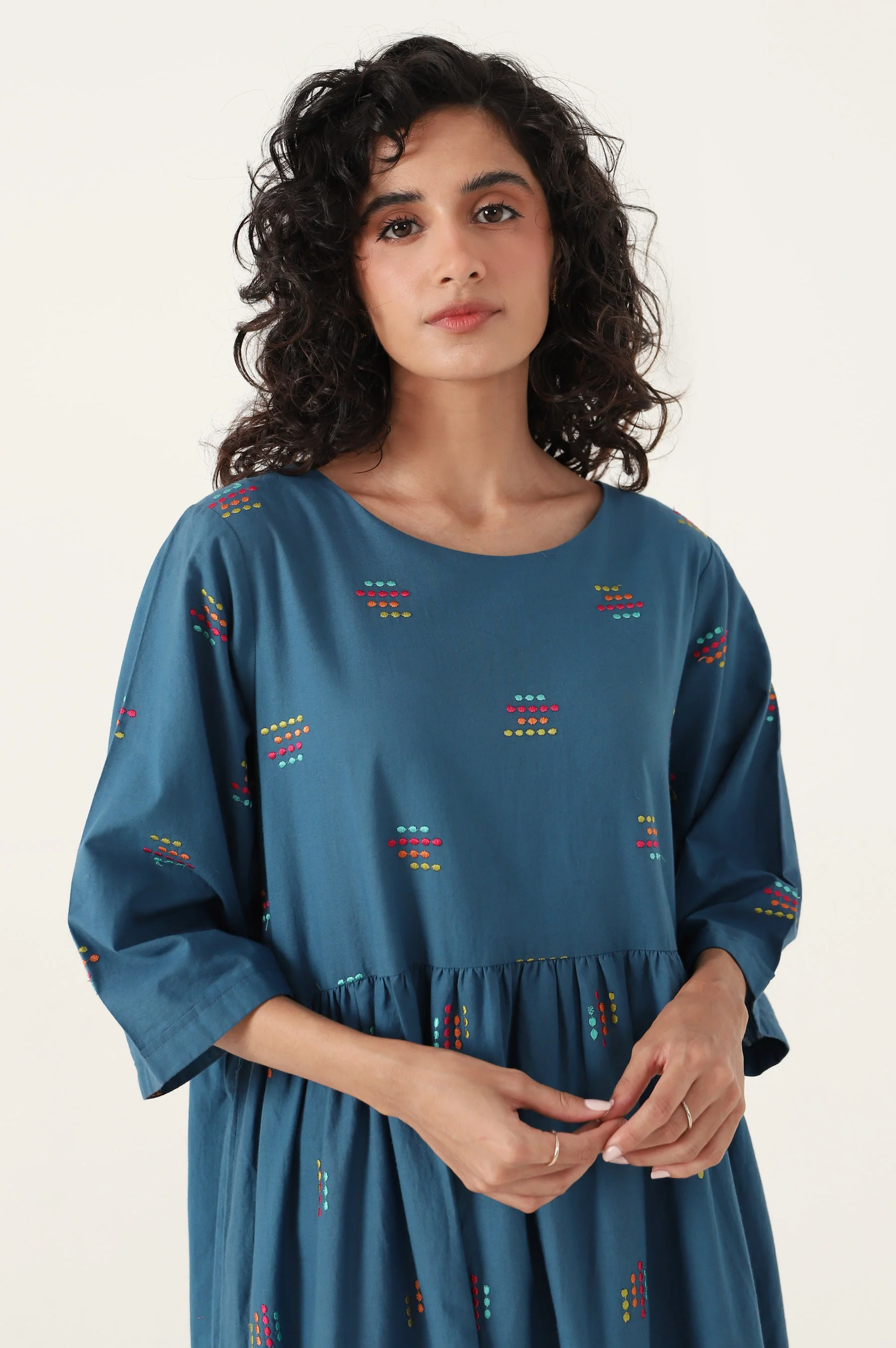Stitched 1 Piece Embroidered Cambric Dress - Image 3