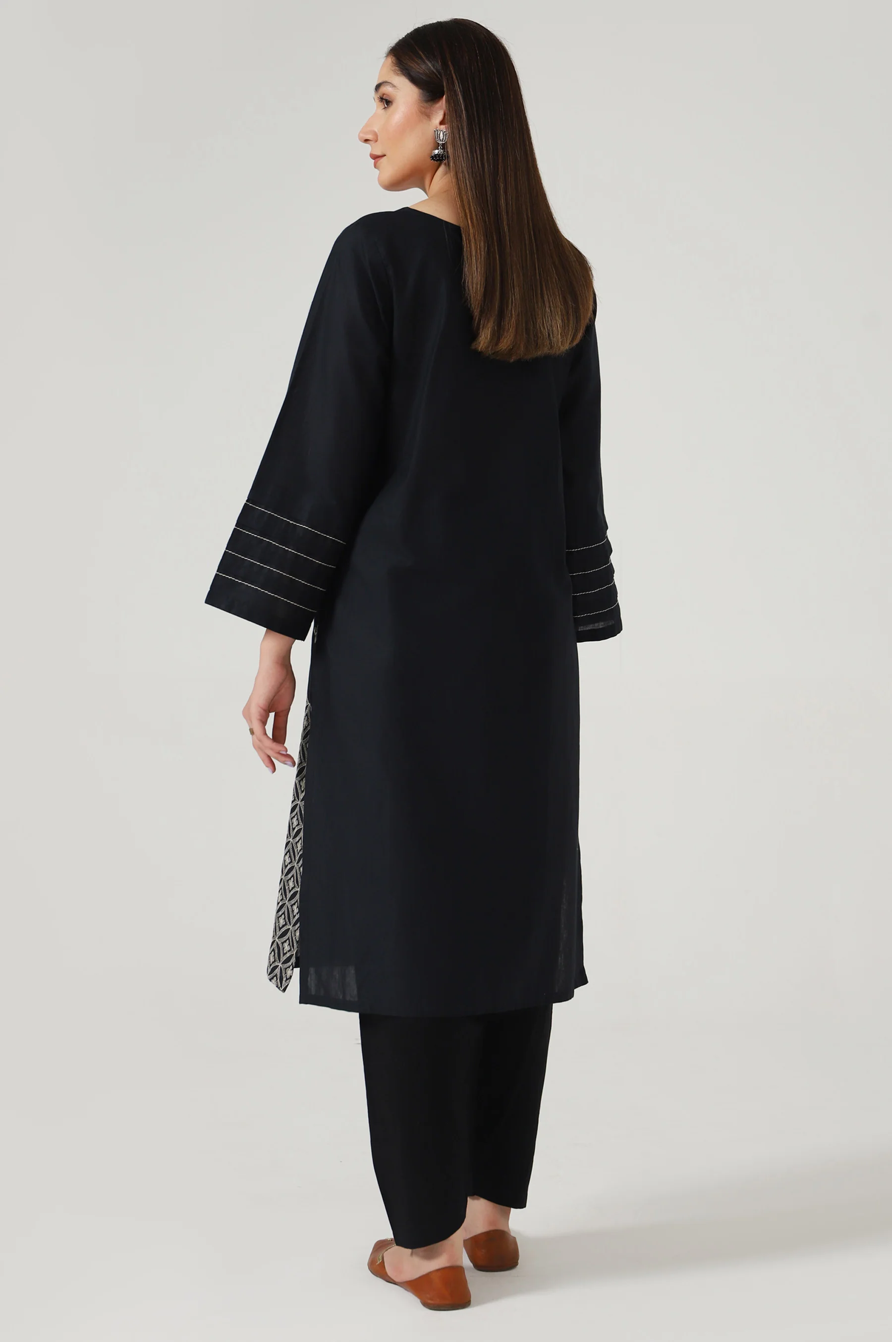 Stitched 1 Piece Embroidered Cambric Shirt - Image 3