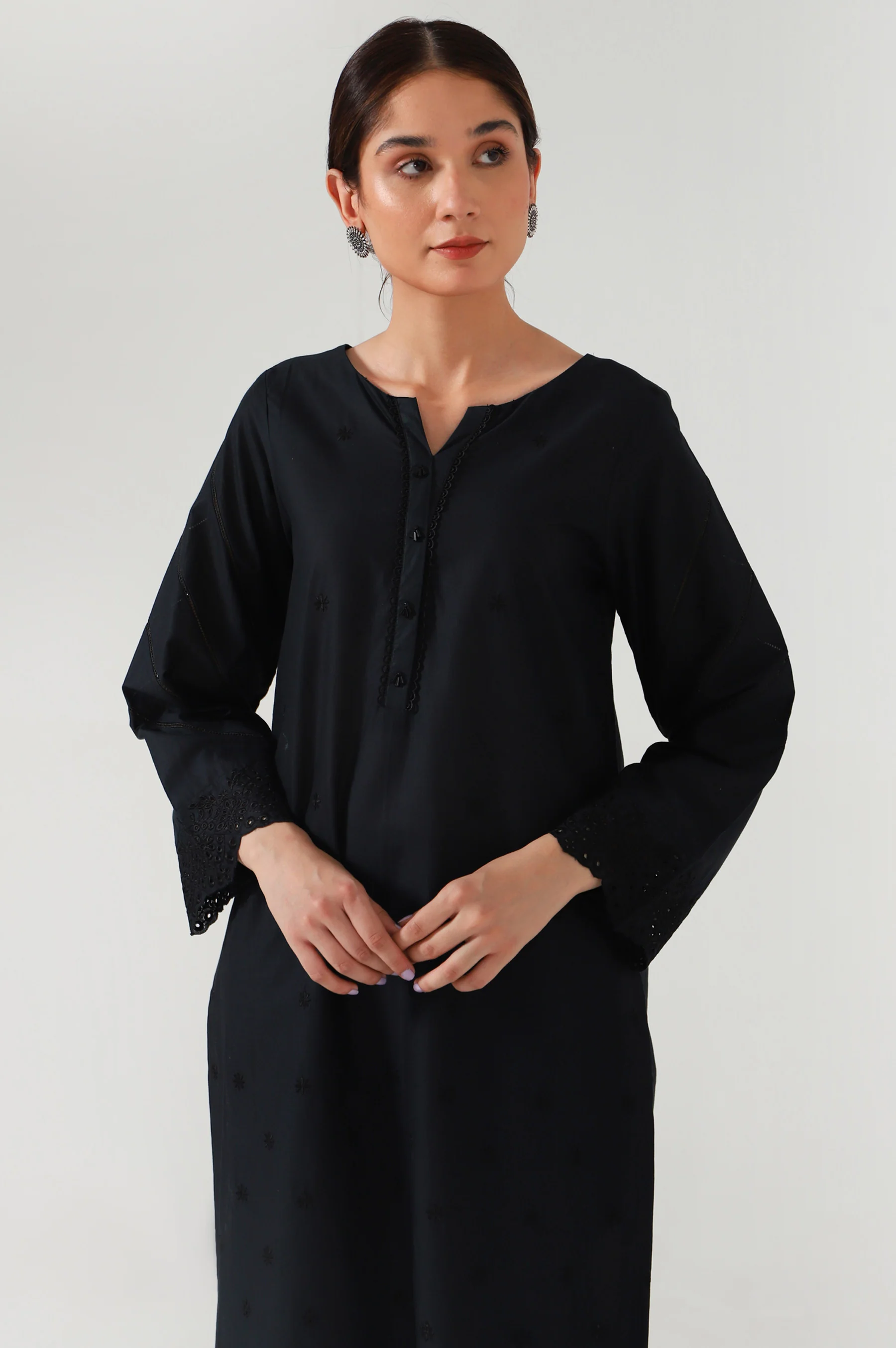 Stitched 1 Piece Embroidered Cambric Shirt