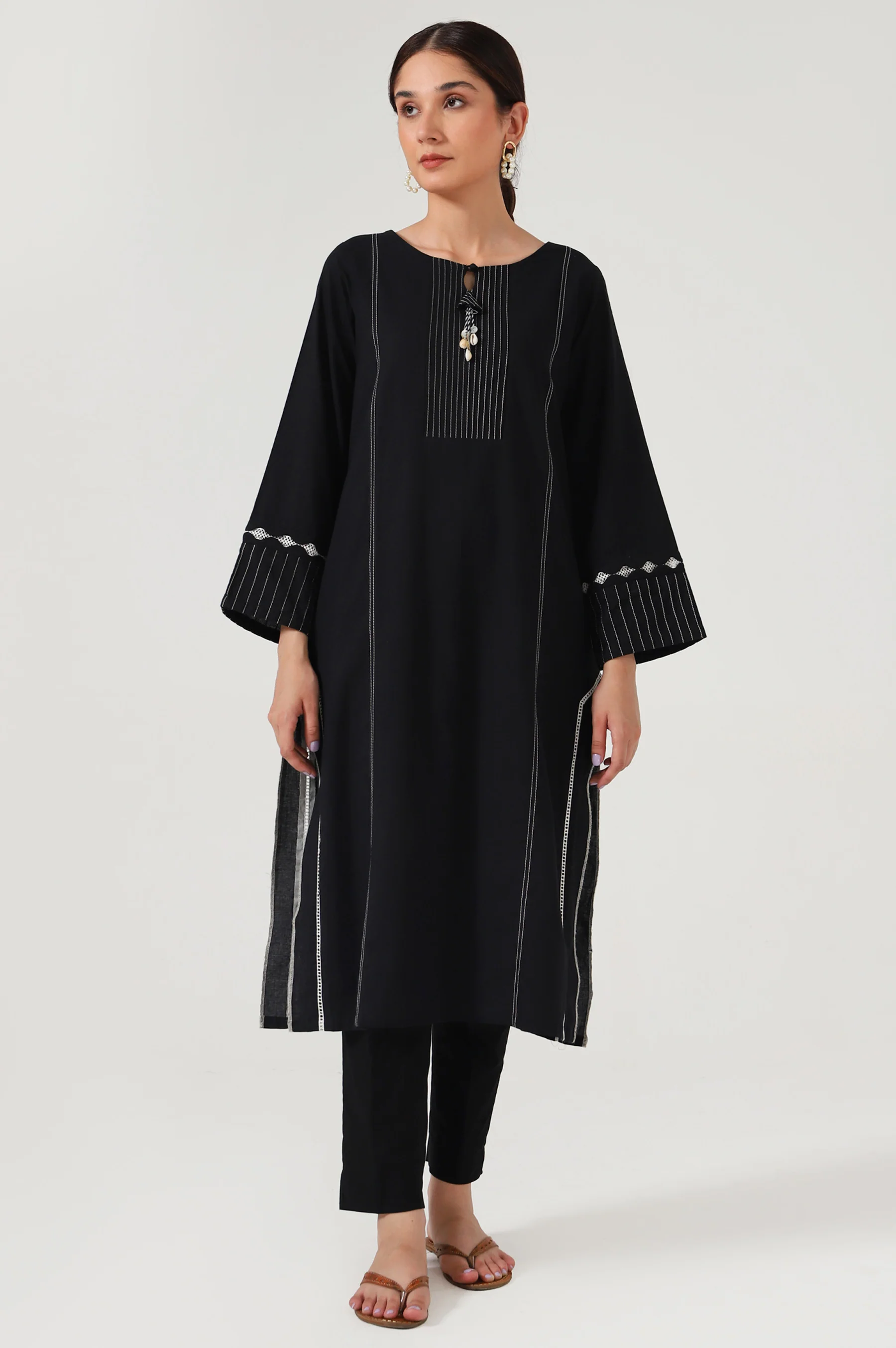 Stitched 1 Piece Stylized Cambric Shirt - Image 2