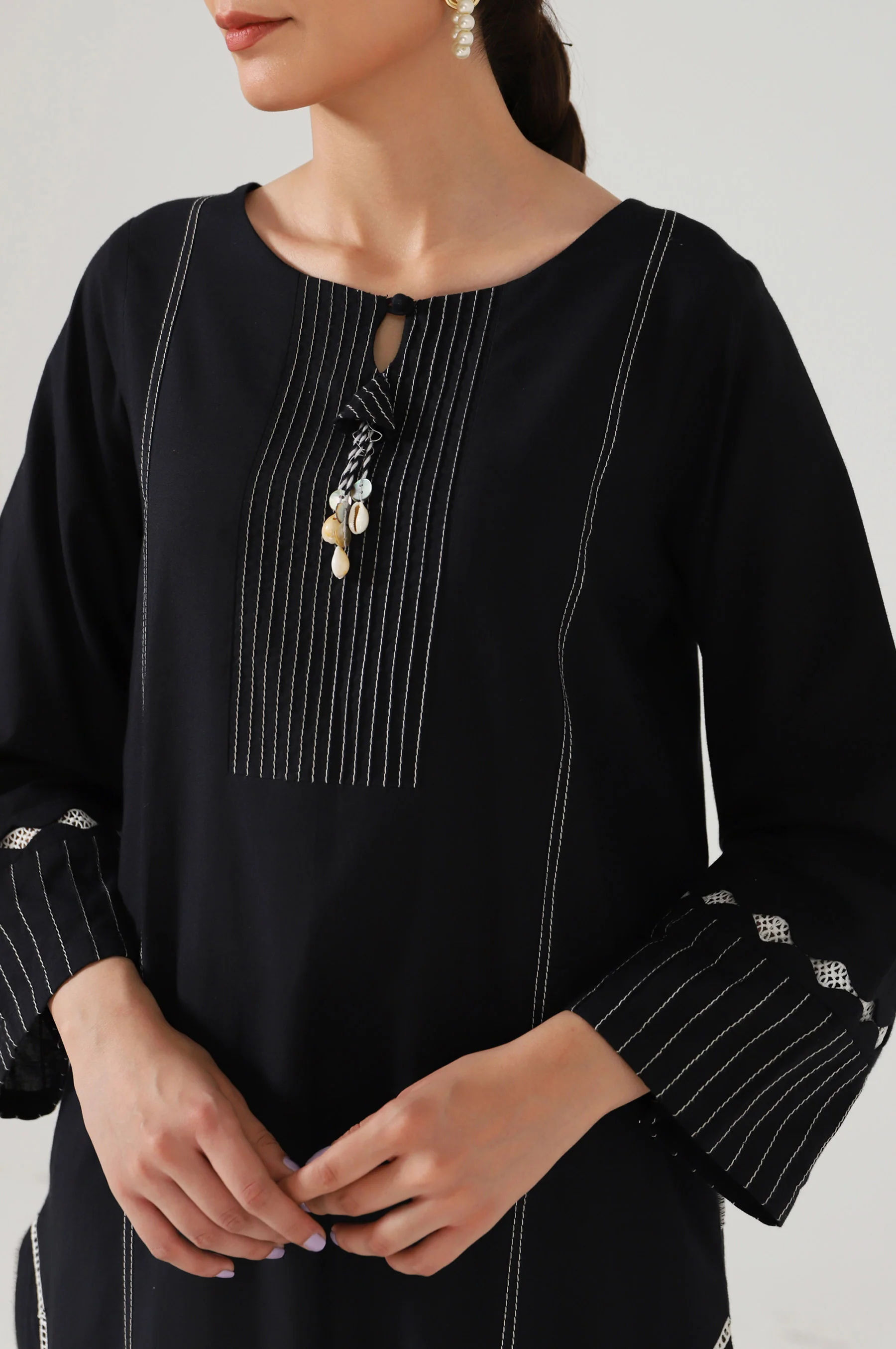 Stitched 1 Piece Stylized Cambric Shirt - Image 5