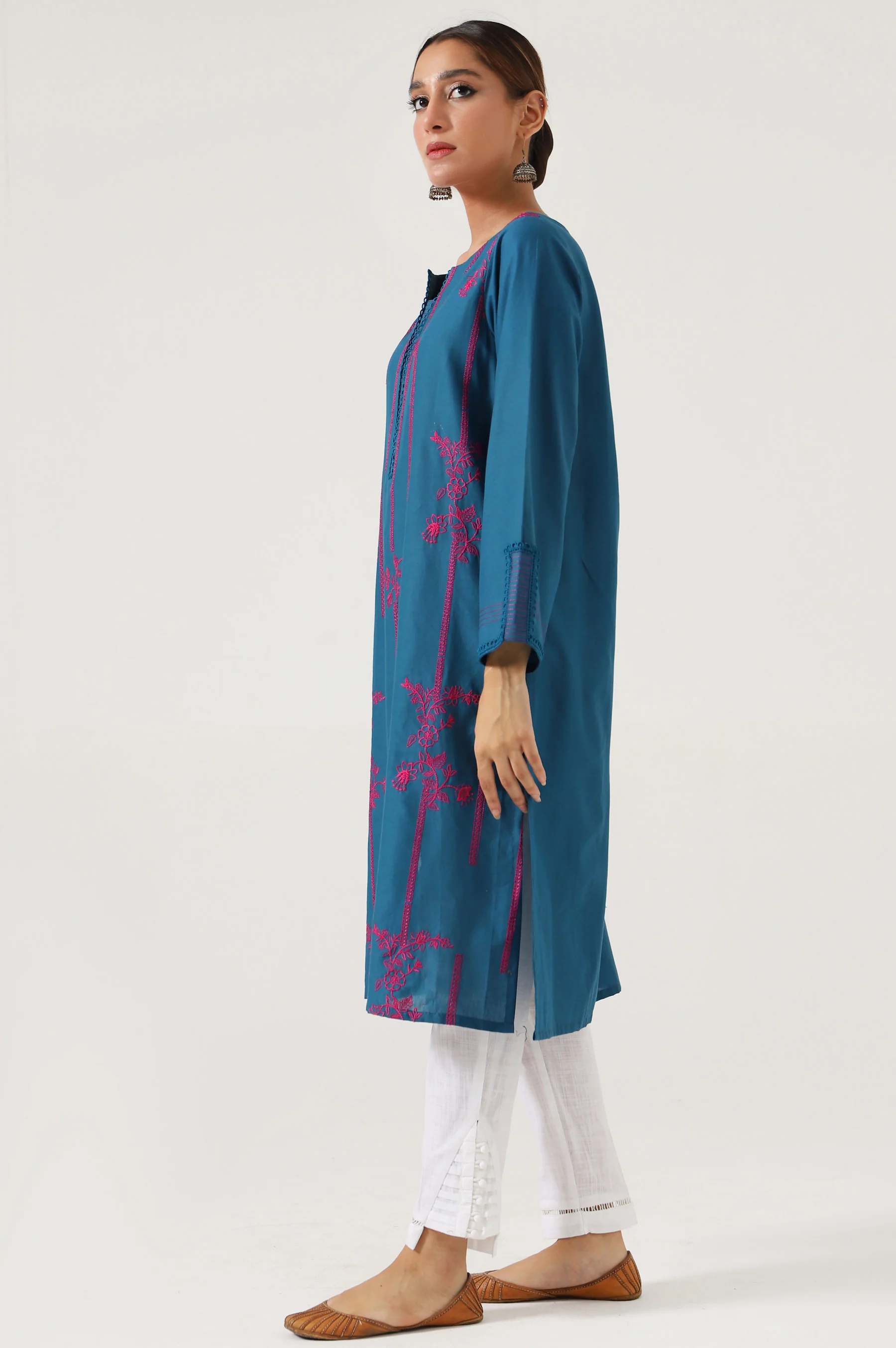 Stitched 1 Piece Embroidered Cambric Shirt - Image 4