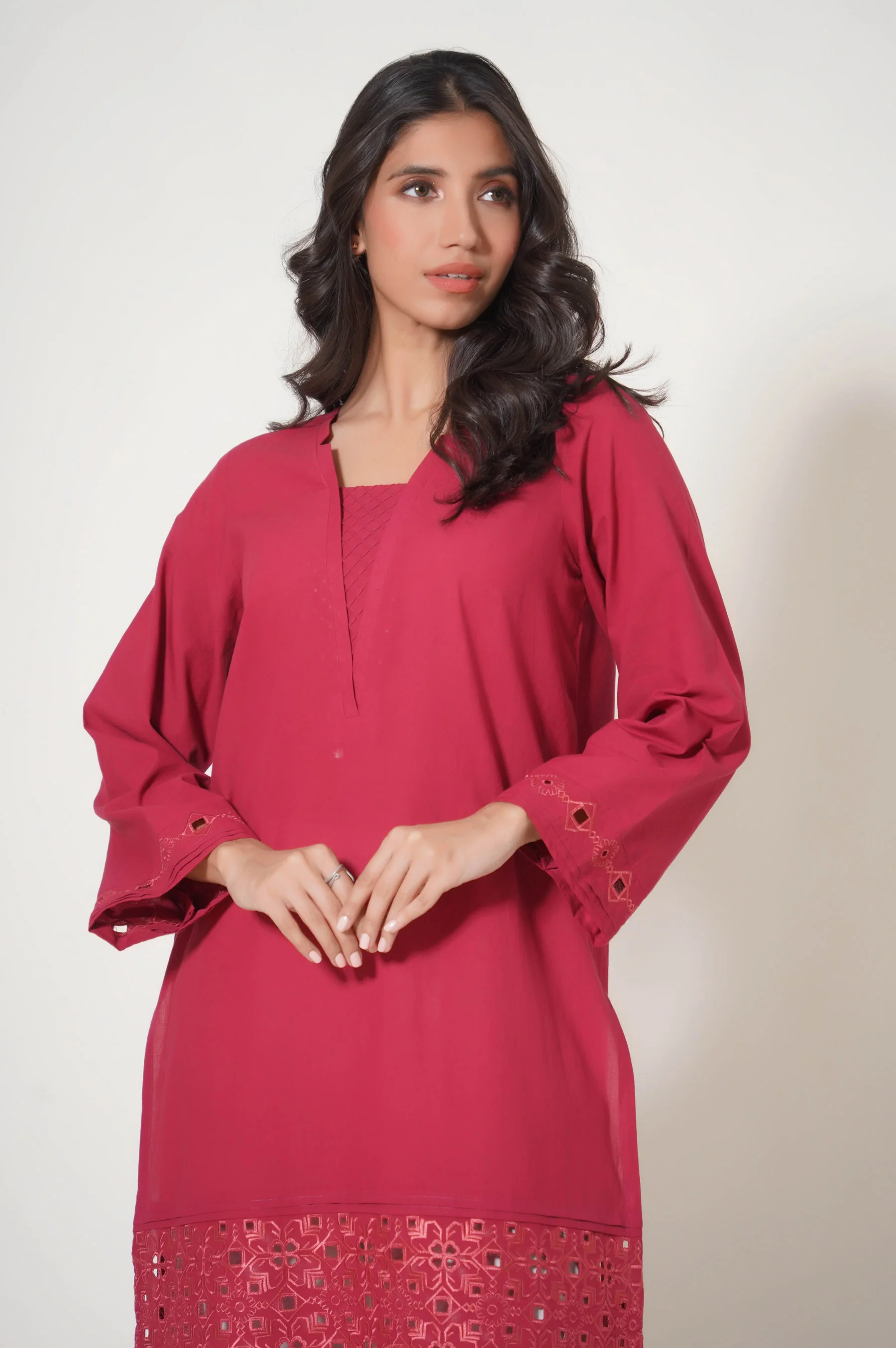 Stitched 1 Piece Embroidered Cambric Shirt