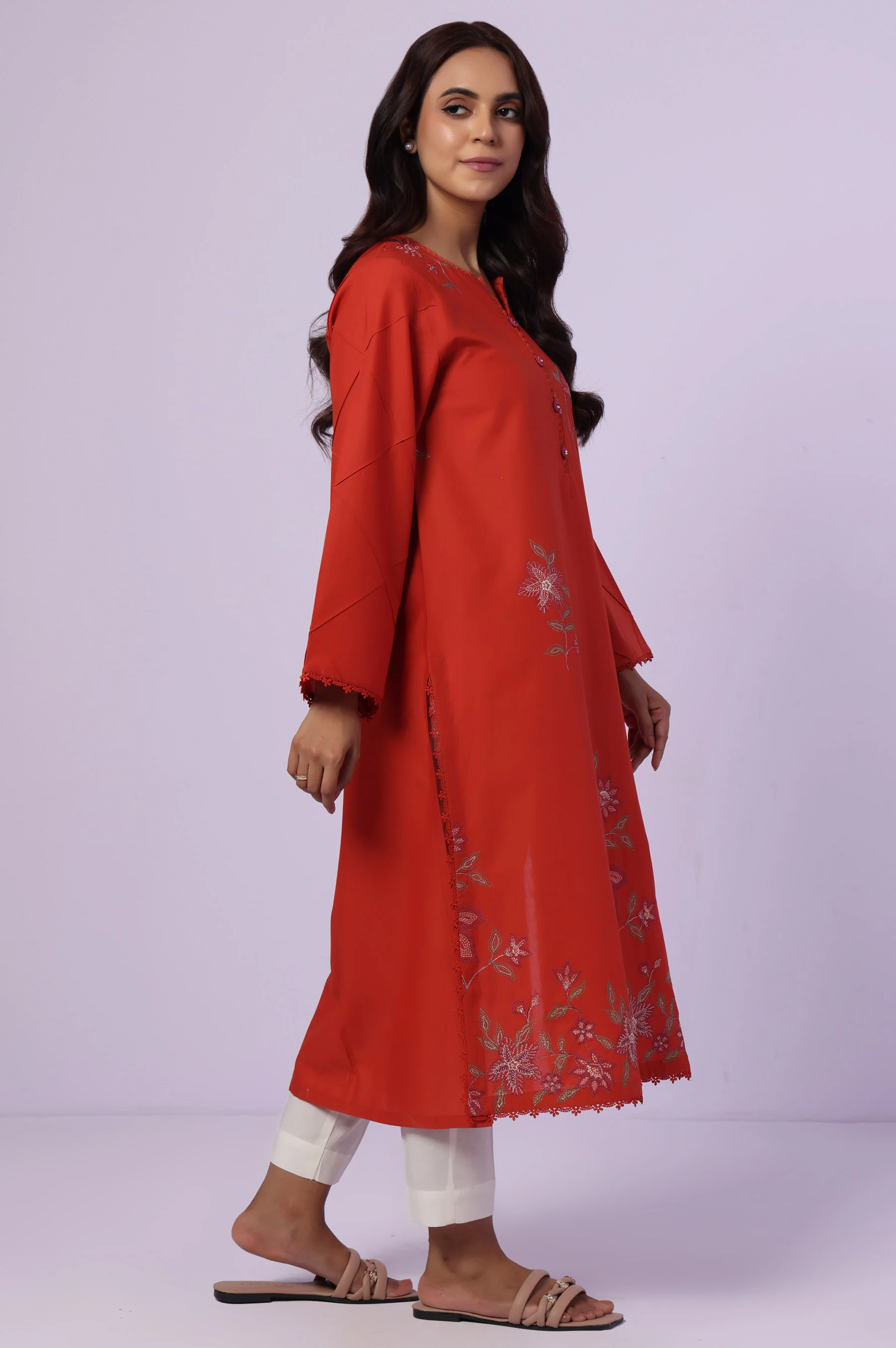 Stitched 1 Piece Embroidered Cambric Shirt - Image 3
