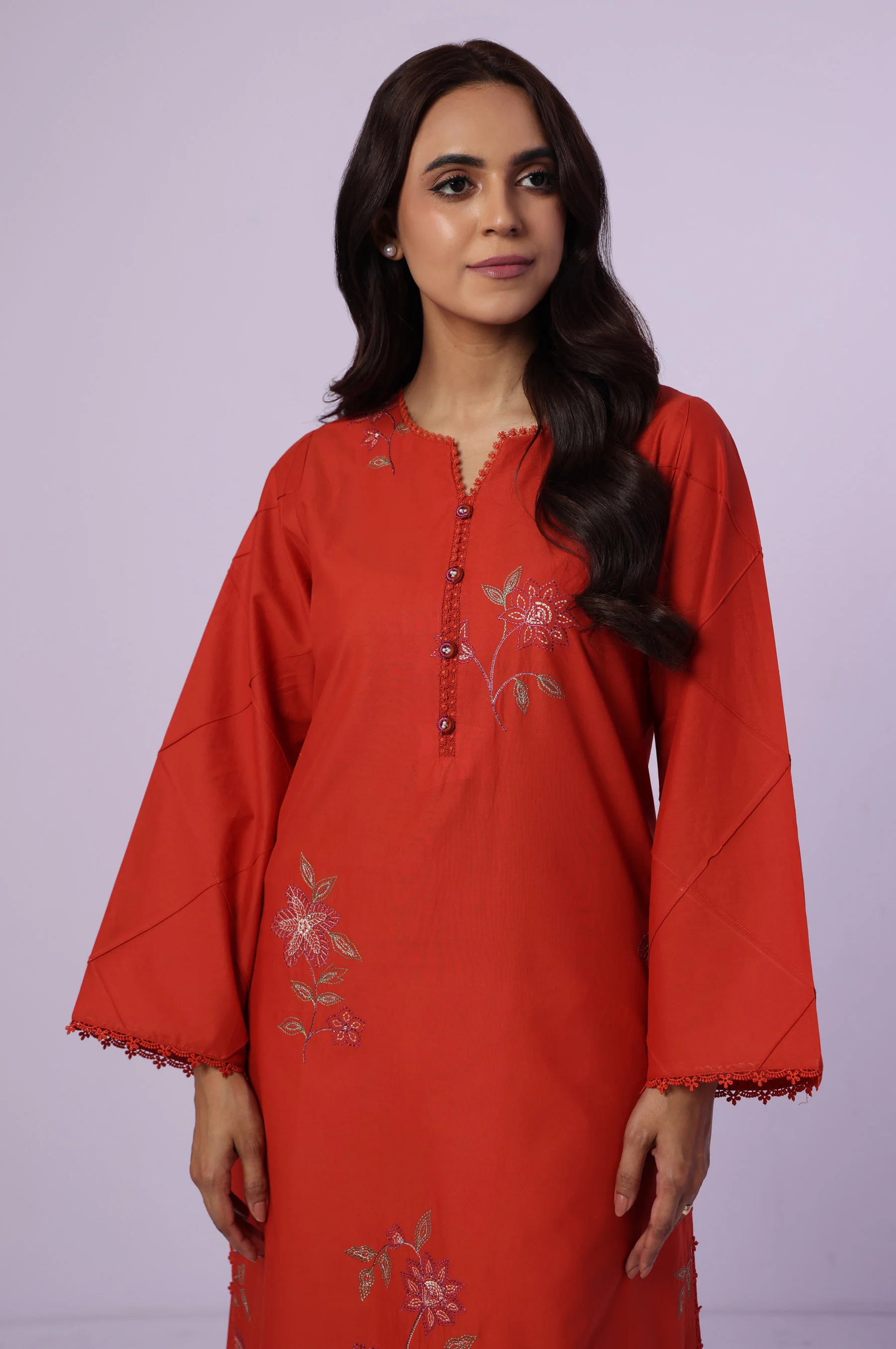 Stitched 1 Piece Embroidered Cambric Shirt - Image 4