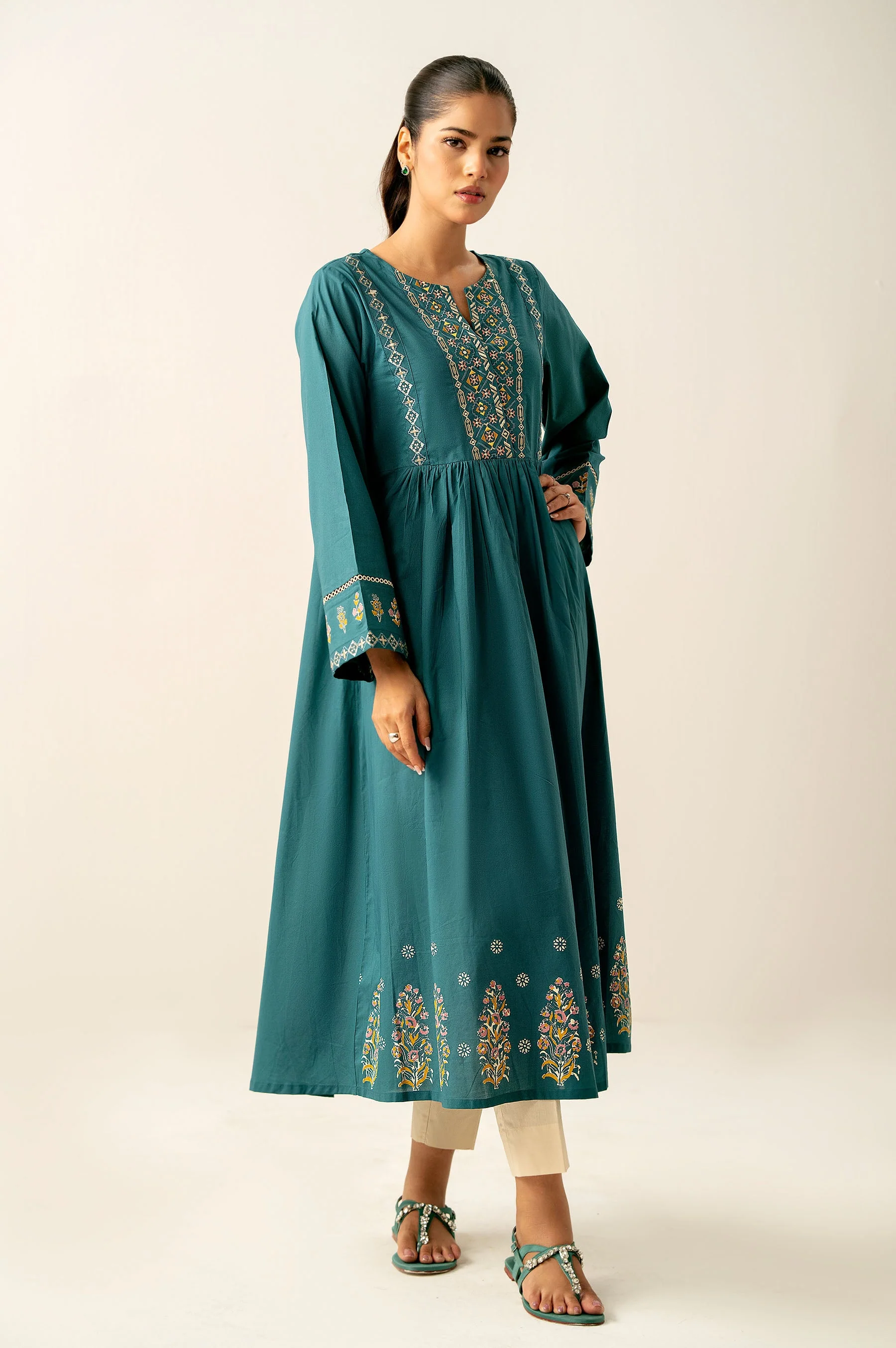 Stitched 1 Piece Dyed Embroidered Cambric Shirt - Image 3