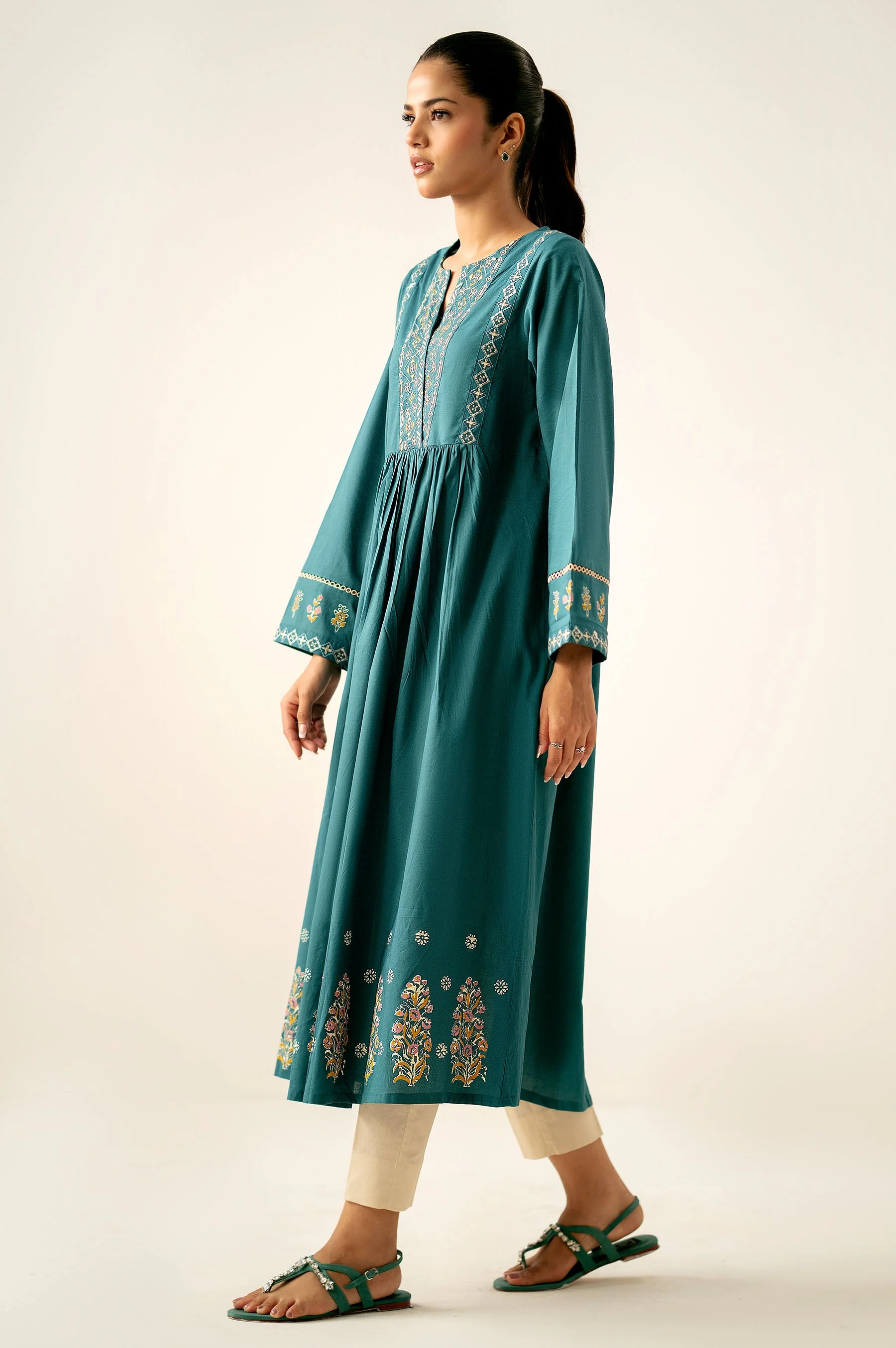 Stitched 1 Piece Dyed Embroidered Cambric Shirt - Image 4